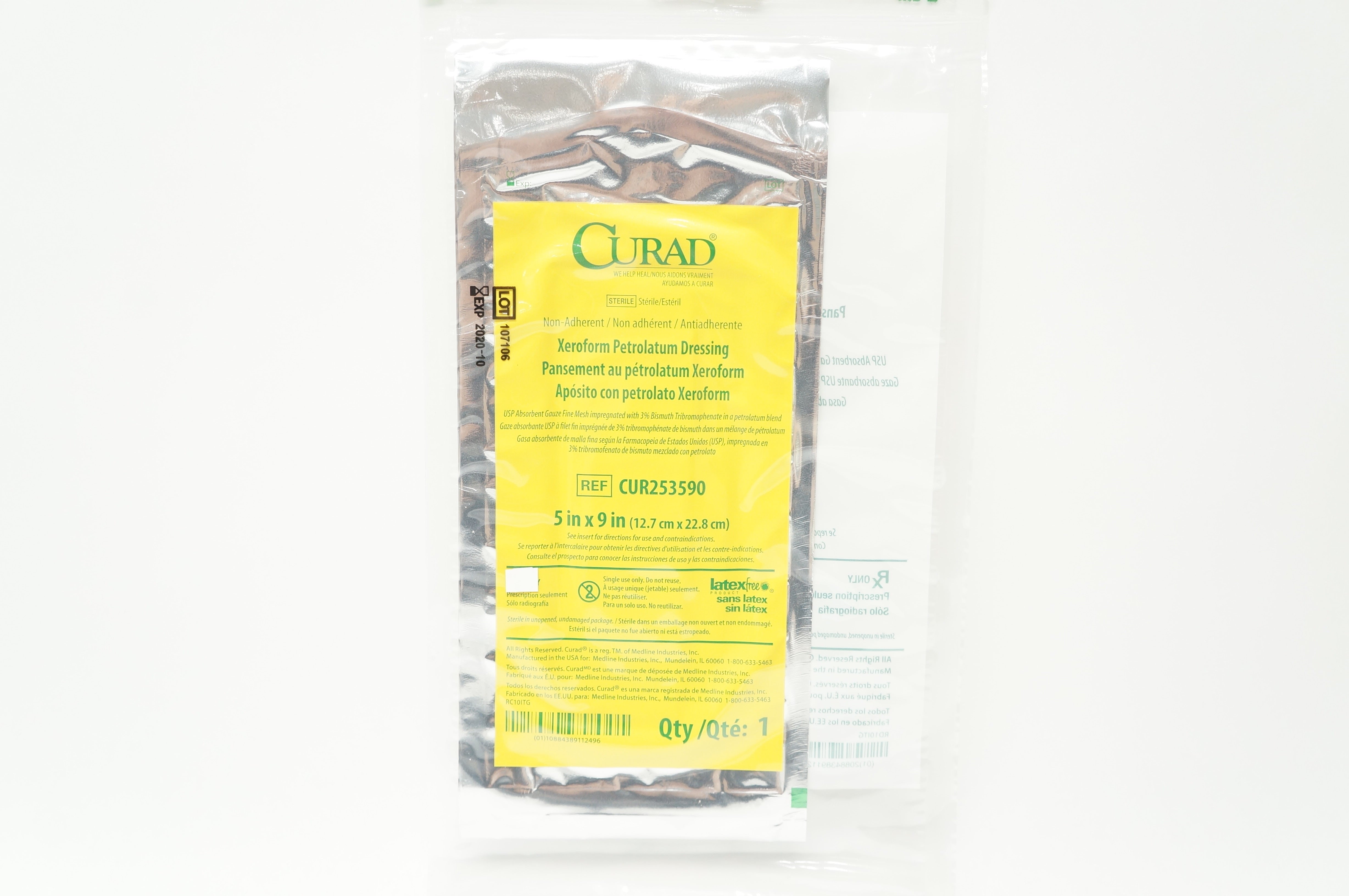 Curad CUR253590W Curad Xeroform Petrolatum Dressing in Overwrap 5 x 9inch (x)