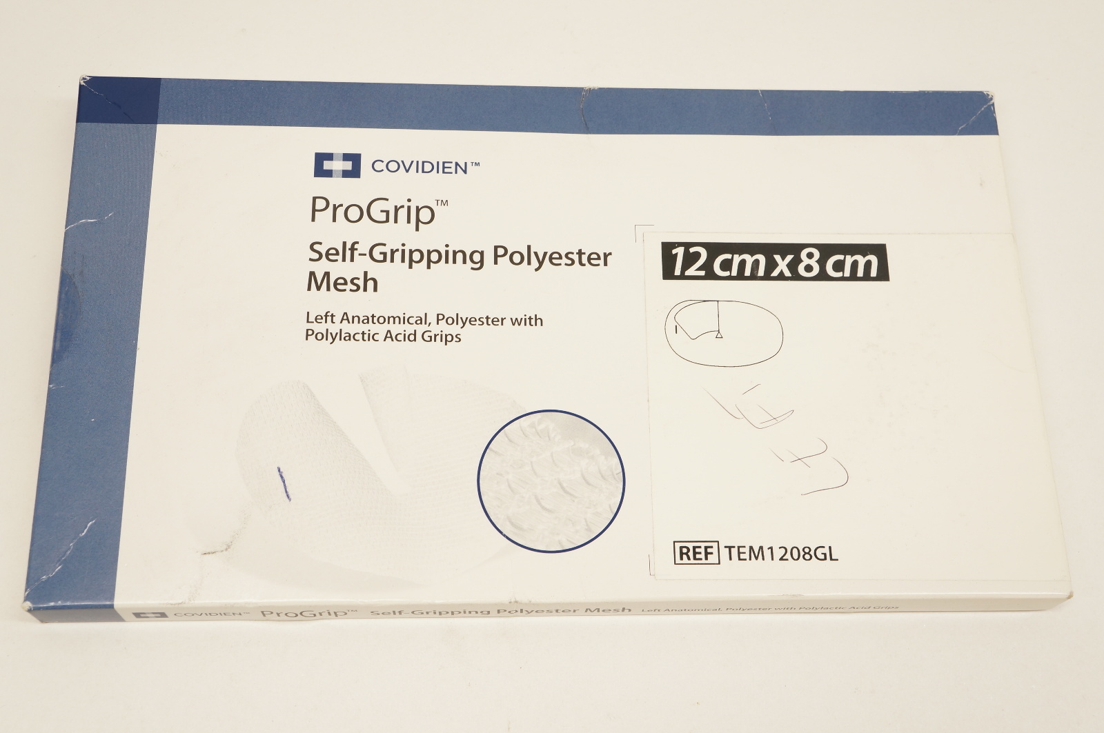 Covidien TEM1208GL ProGrip SelfGripping Polyester Mesh 12cm x 8cm (x)