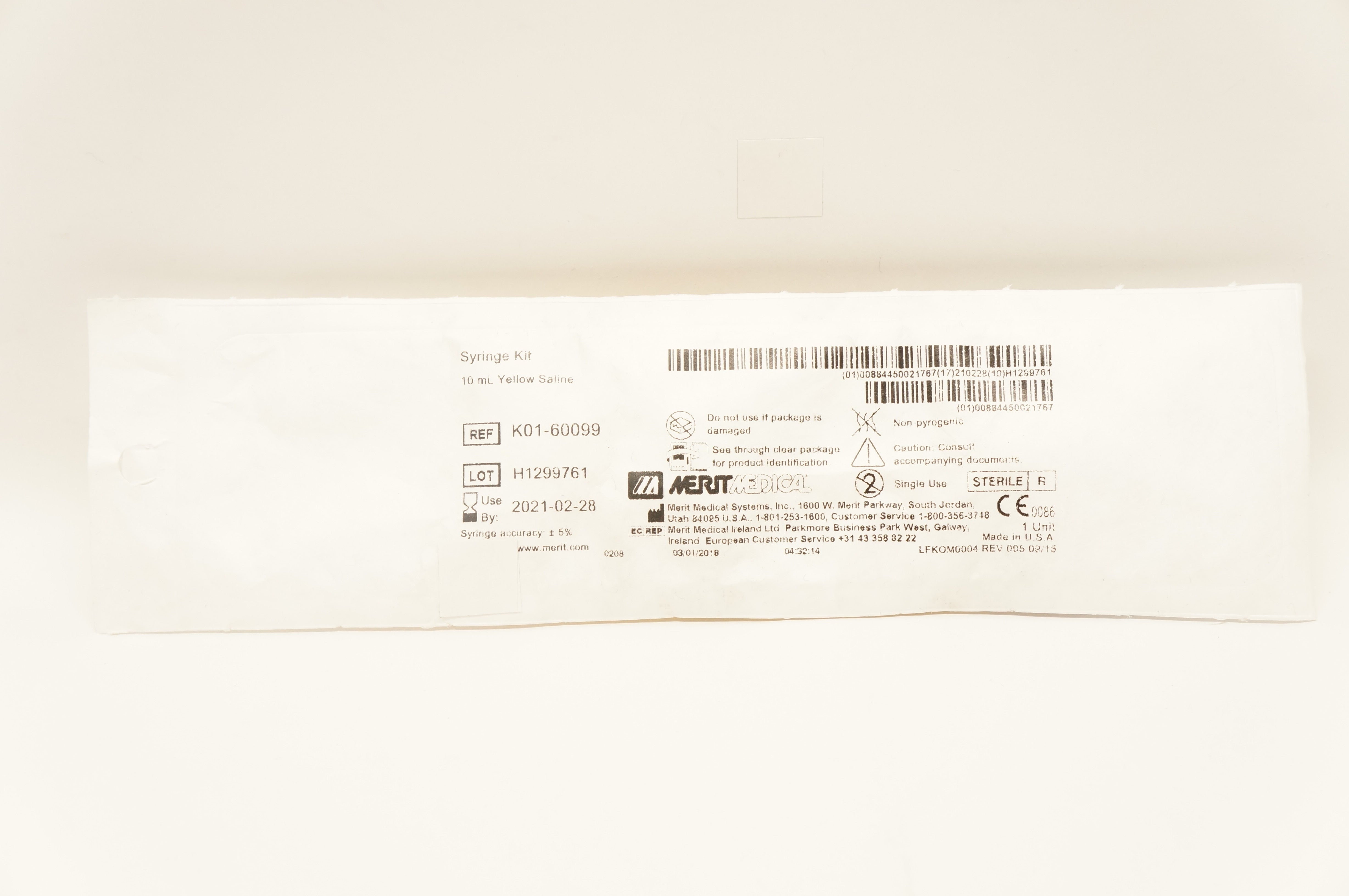 Merit Medical K01-60099 Syringe Kit 10ml Yellow Saline (x)