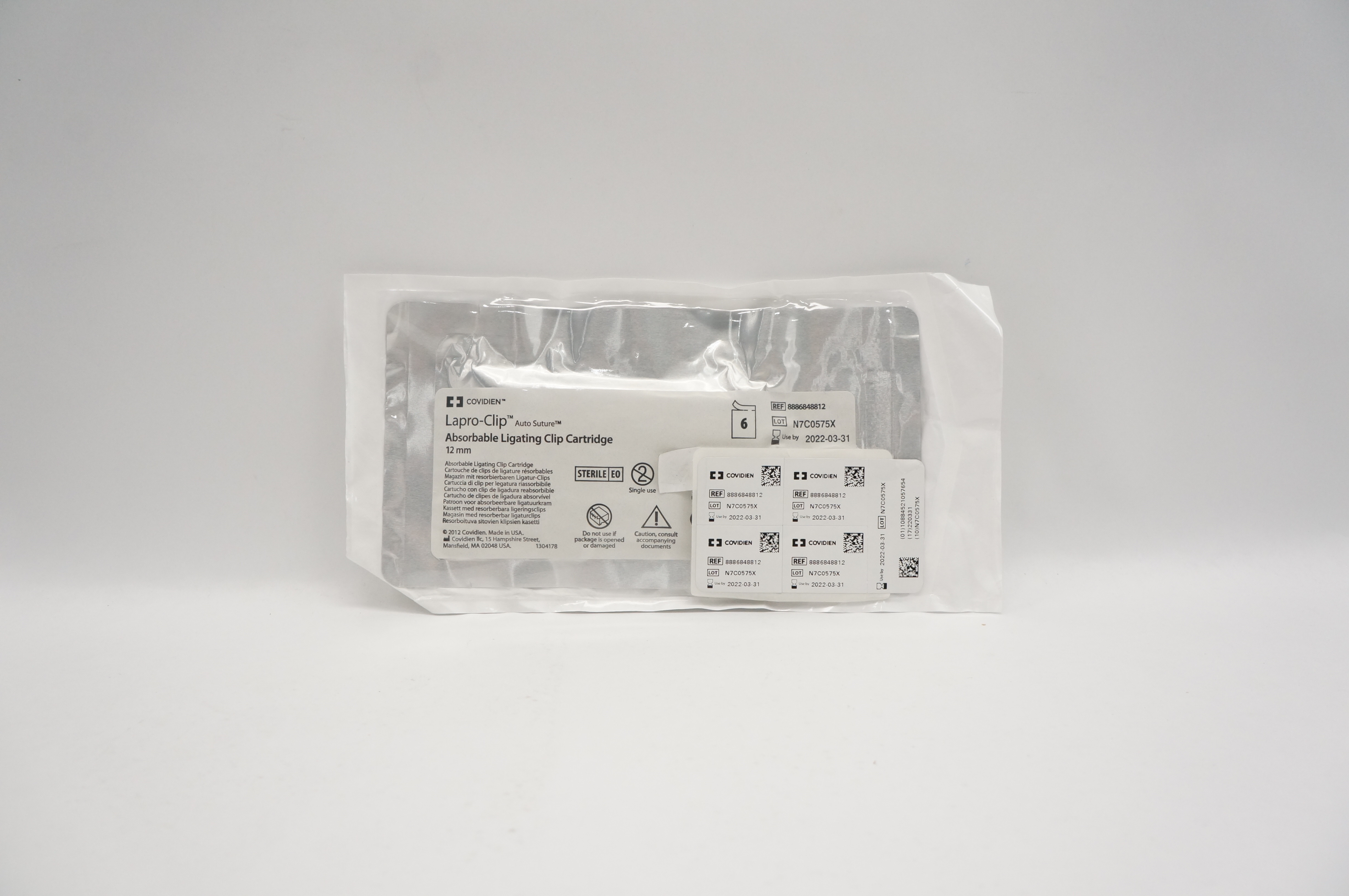 Covidien 8886848812 Lapro-Clip Absorbable Ligating Clip Cartridge 12mm