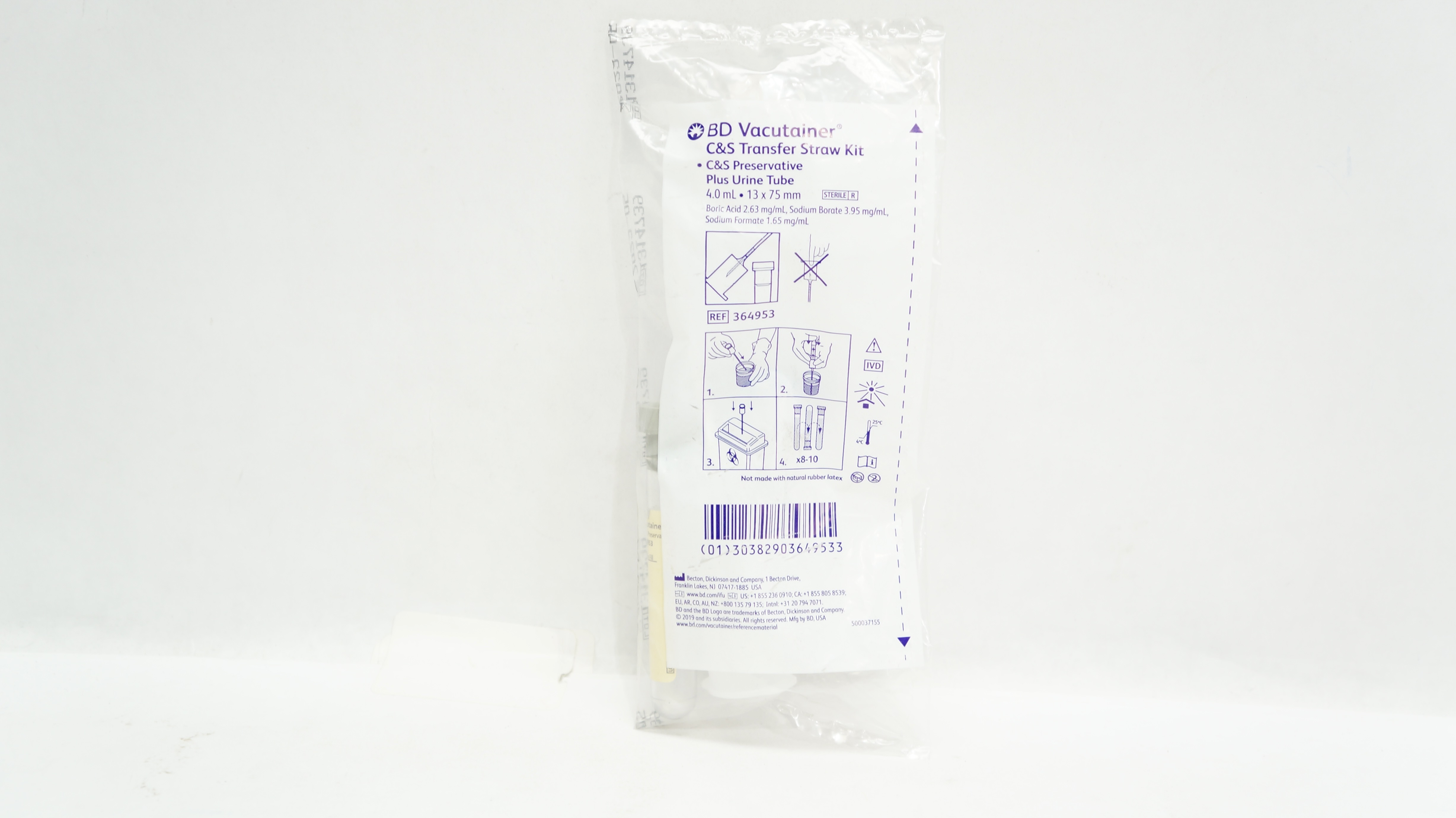 BD 364953 Vacutainer C&S Transfer Straw Kit 4.0mL x 13 x 75 mm (x)