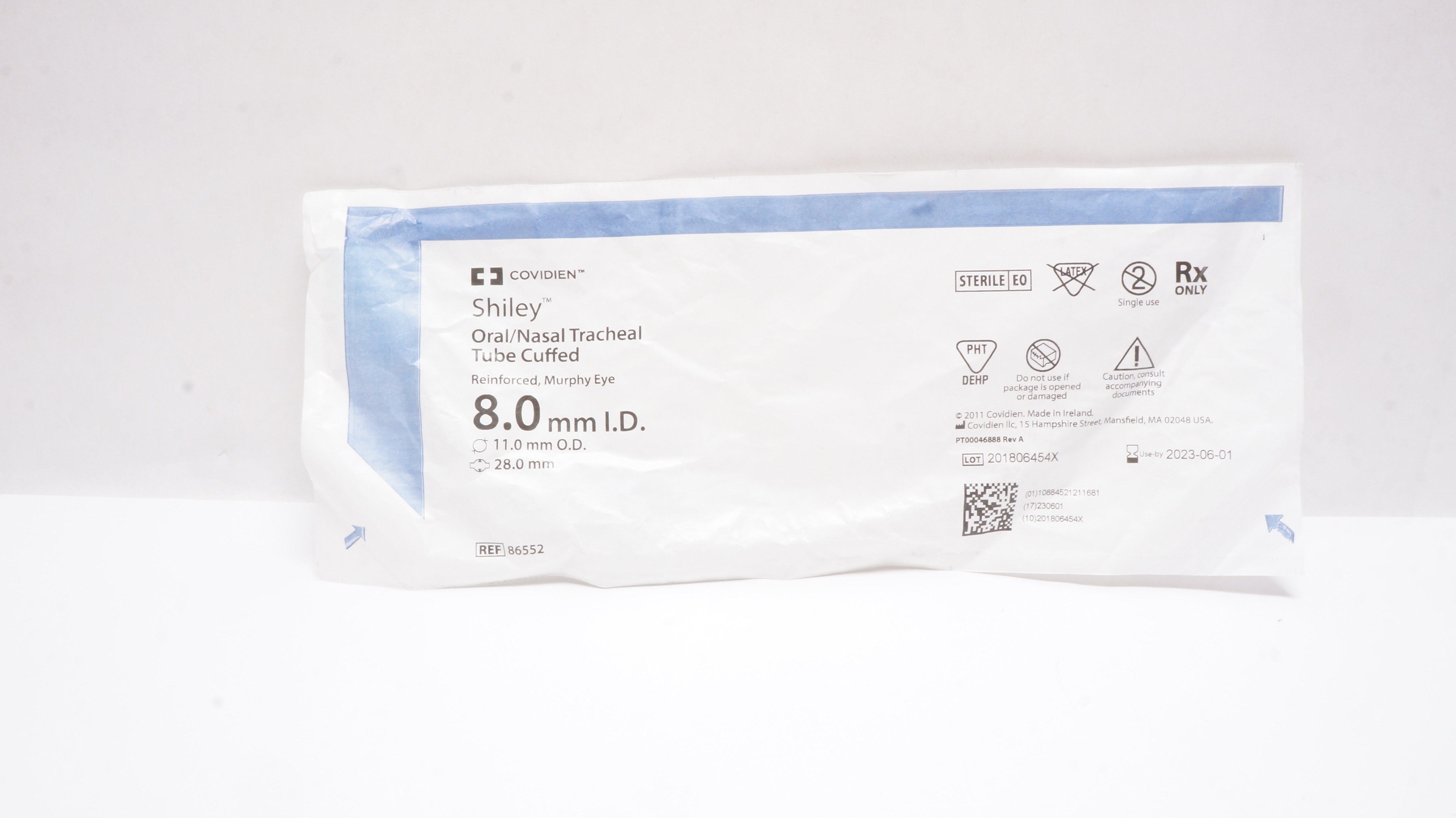 Covidien 86552 Shiley Oral/Nasal Tracheal Tube Cuffed 8.0 x 11.0 x 28.0mm (x)