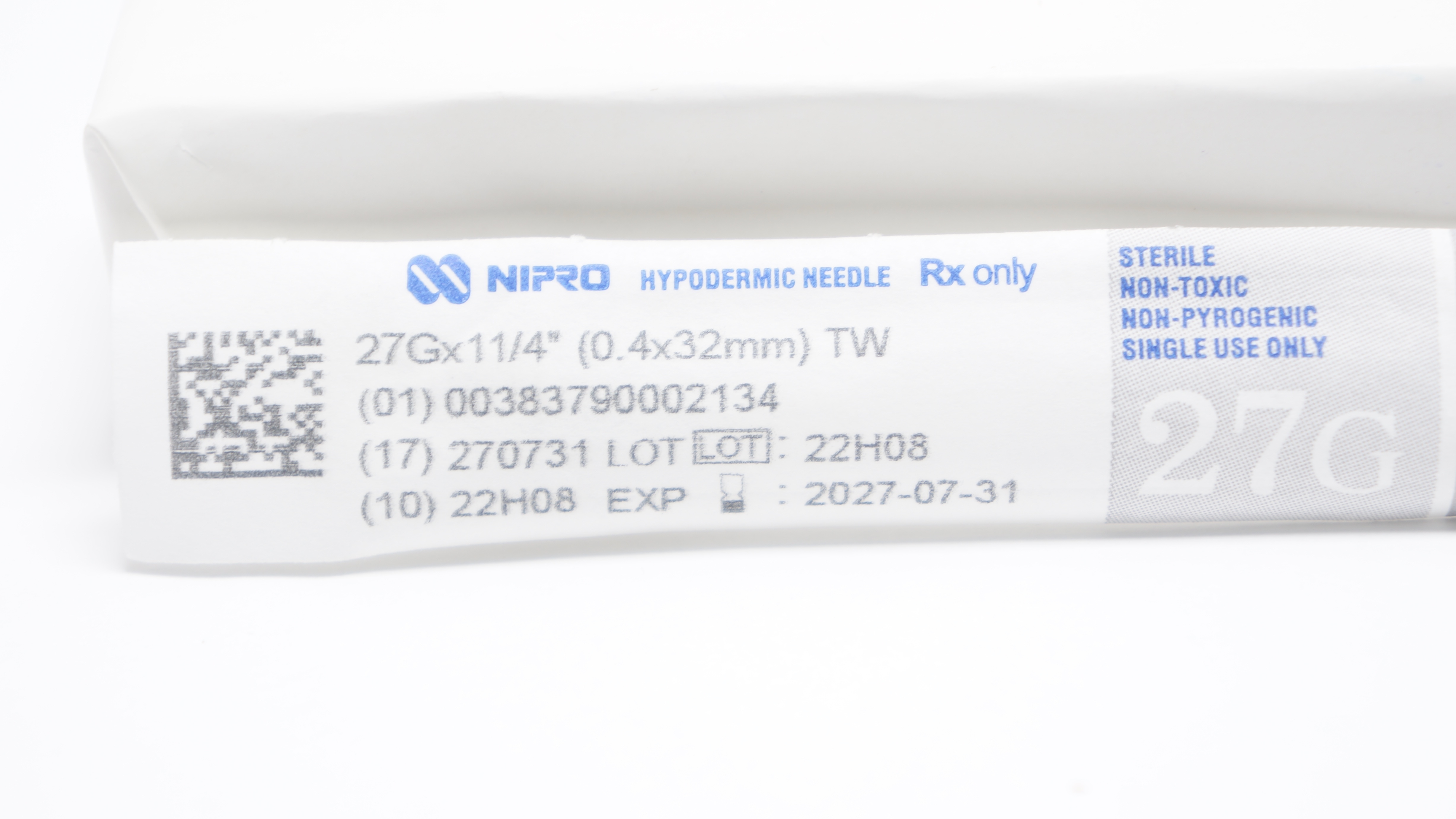 Nipro Hypodermic Ndle 27G x 11/4inch