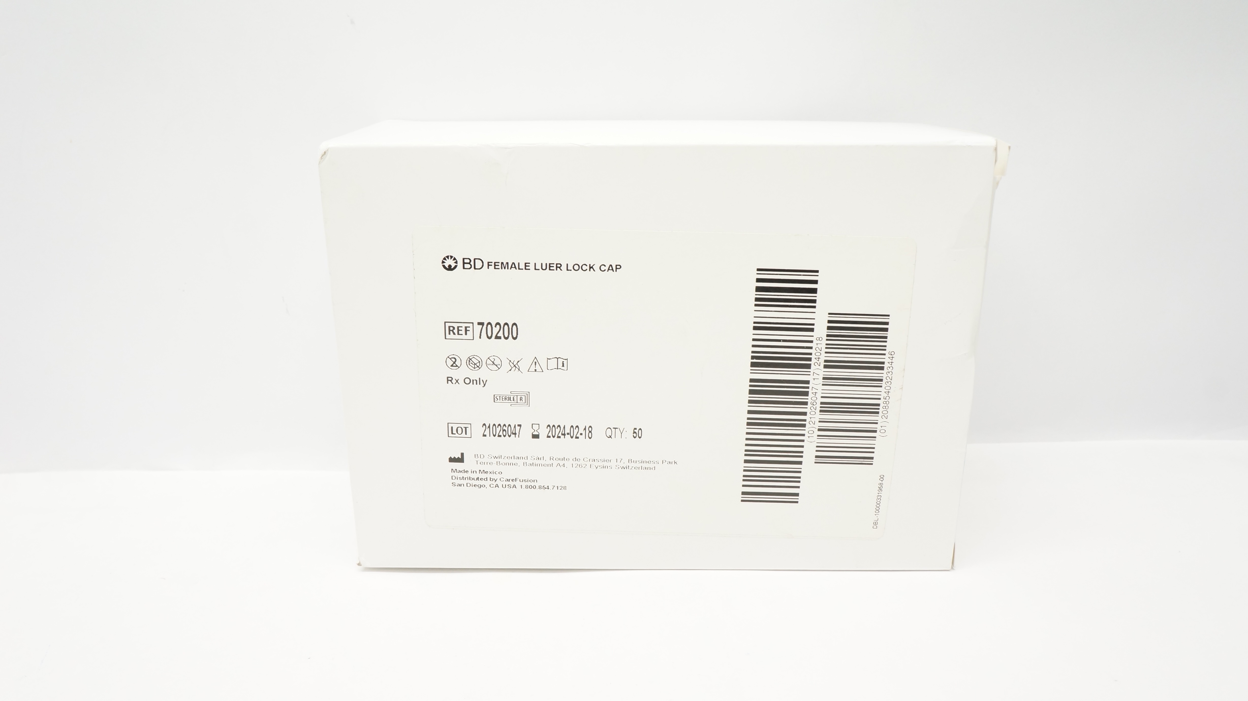 BD 70200 Female Luer Lock Cap (x) - Box of 50