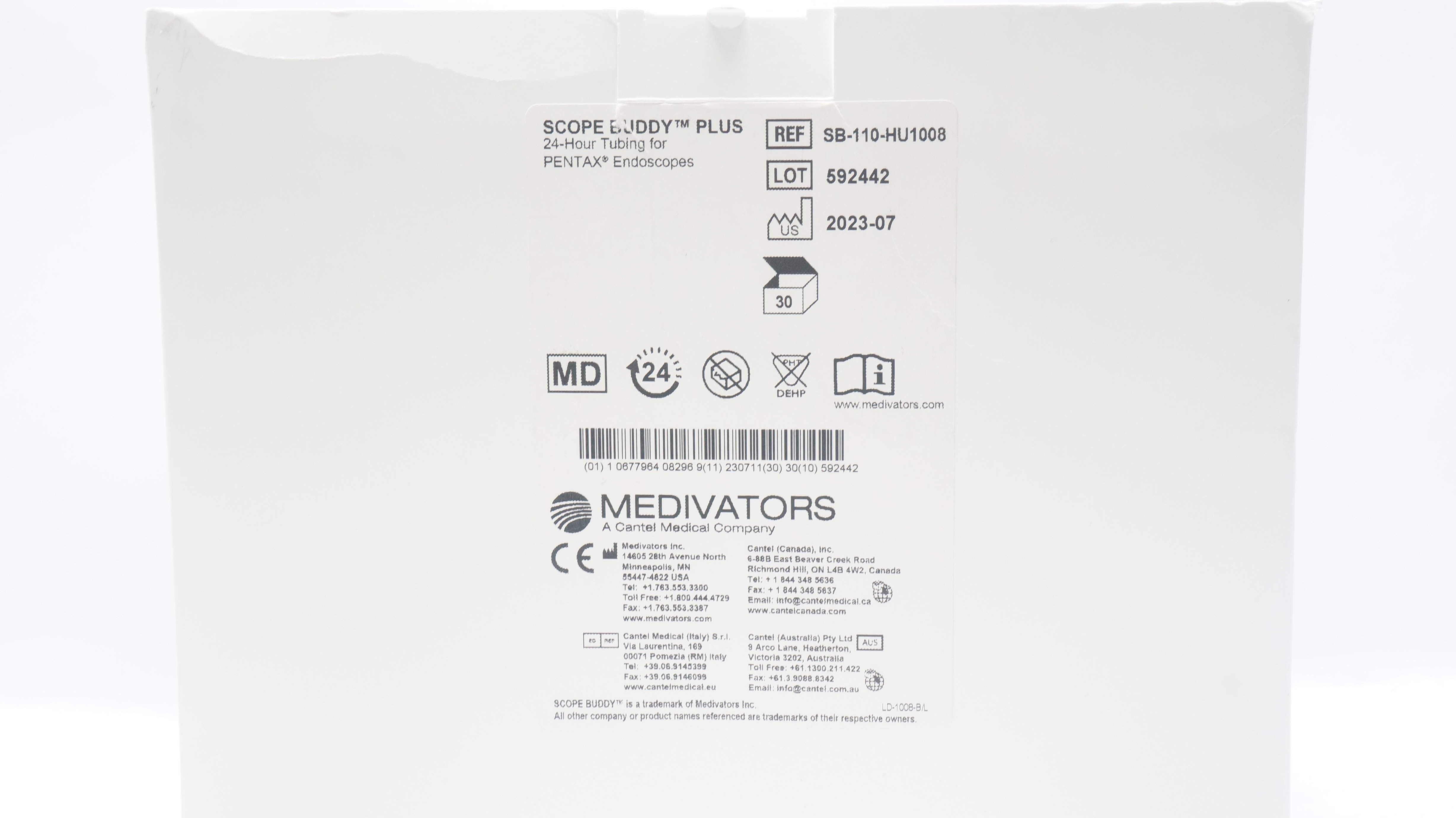 Medivators SB110HU1008 Scope Buddy Plus 24Hour Tubing Box of 30