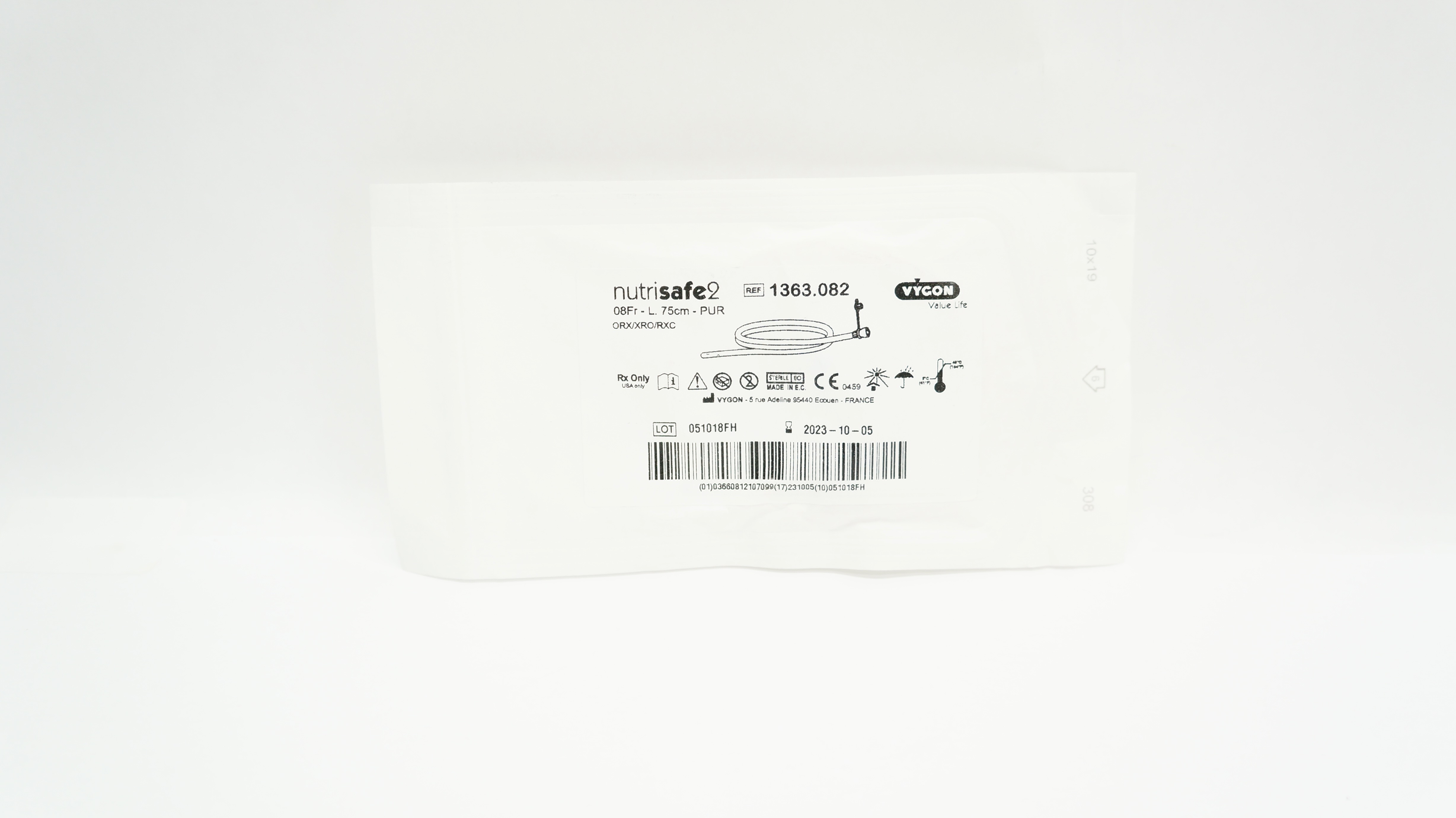 Vygon 1363.082 NutriSafe 2 Feeding Tube 08Fr - L.75cm