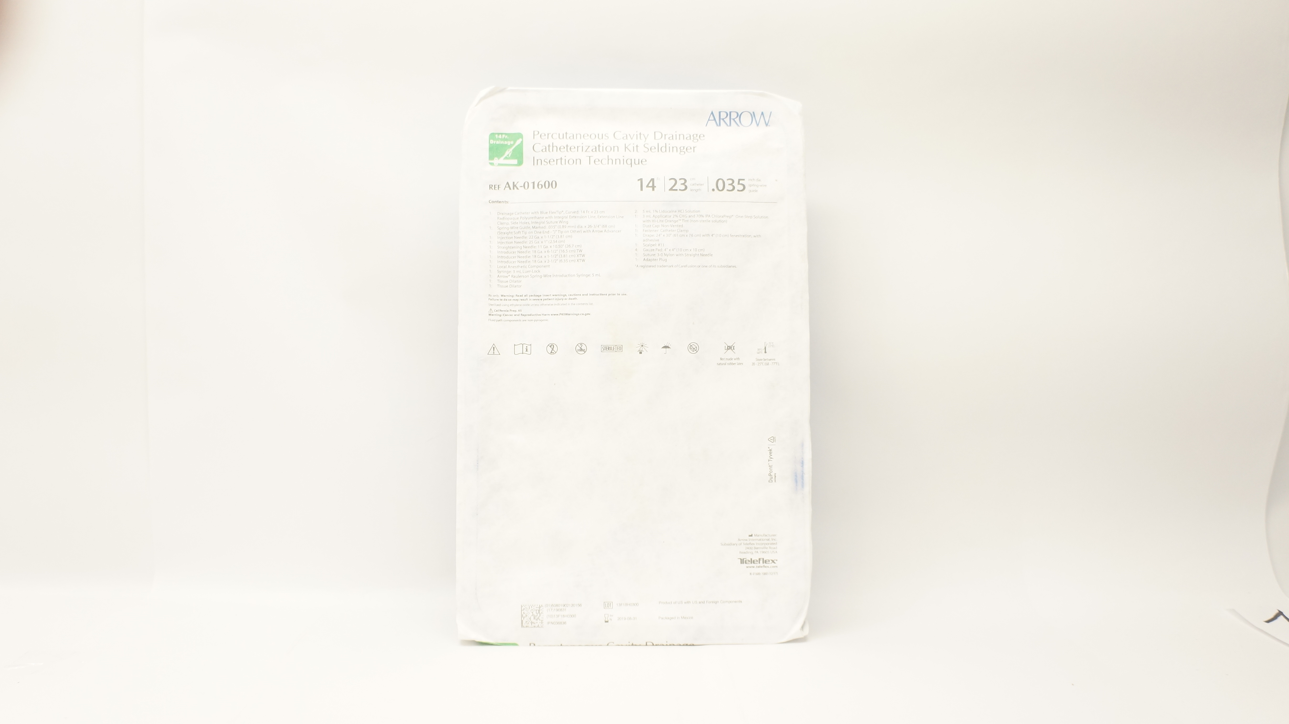 Arrow AK-01600 Percutaneous Cavity Drainage Catheterization Kit 14Fr x 23cm (x)