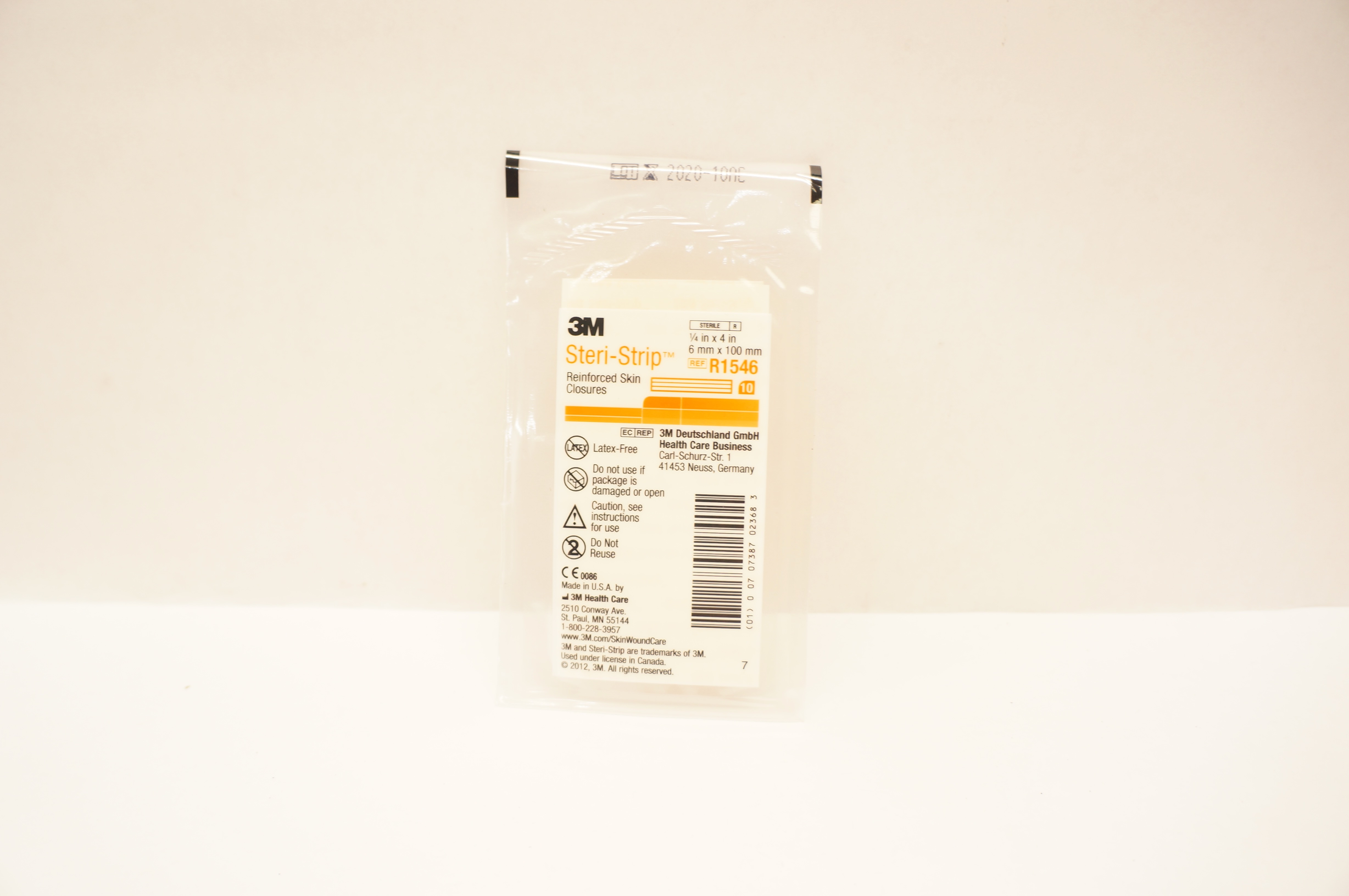 3M R1546 Steri-Strip Reinforced Skin Closures 1/4inch x 4inch (x) - Pack of 10