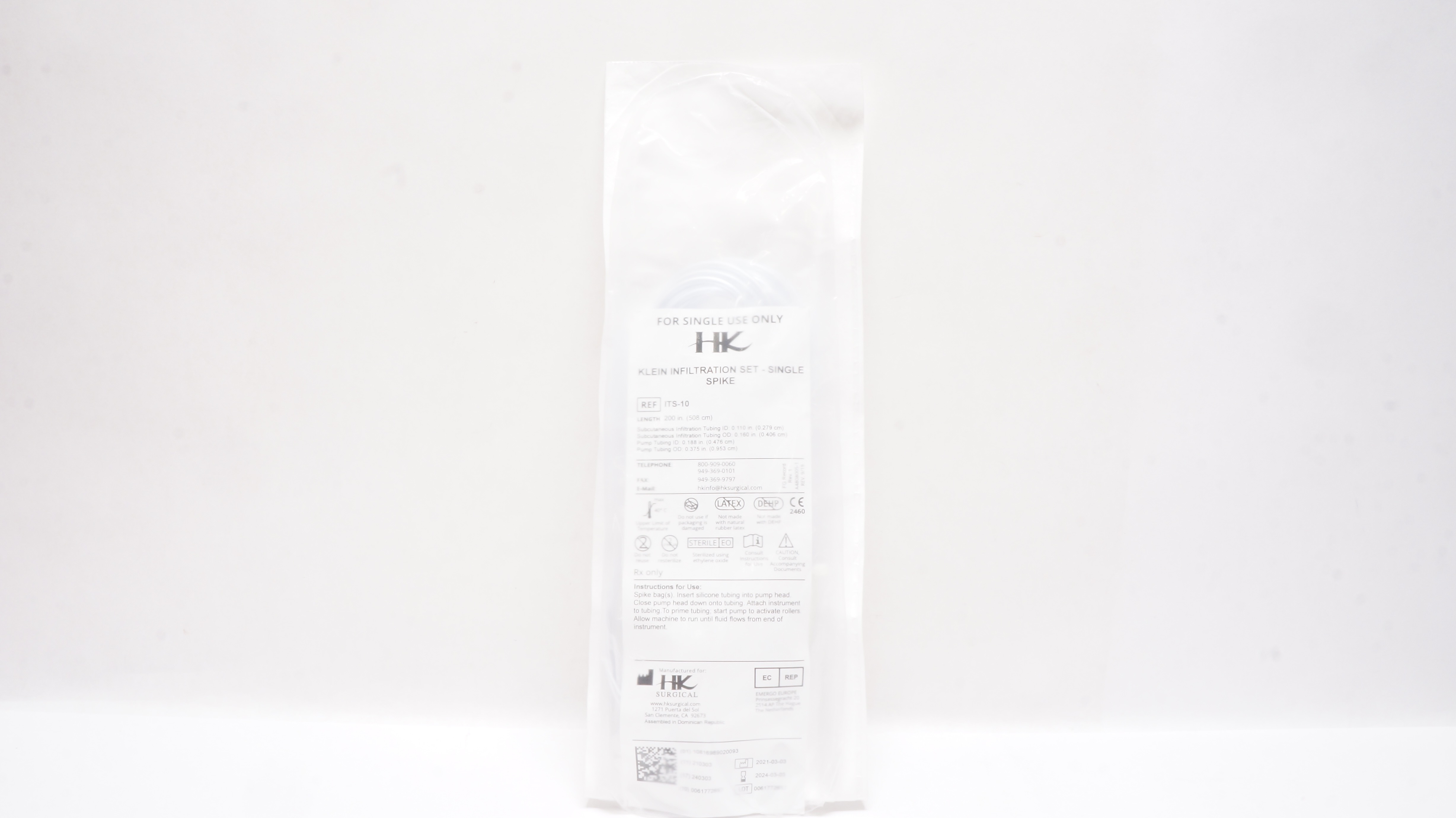 HK SURGICAL ITS-10 Klein Infiltration Set, Single Spike