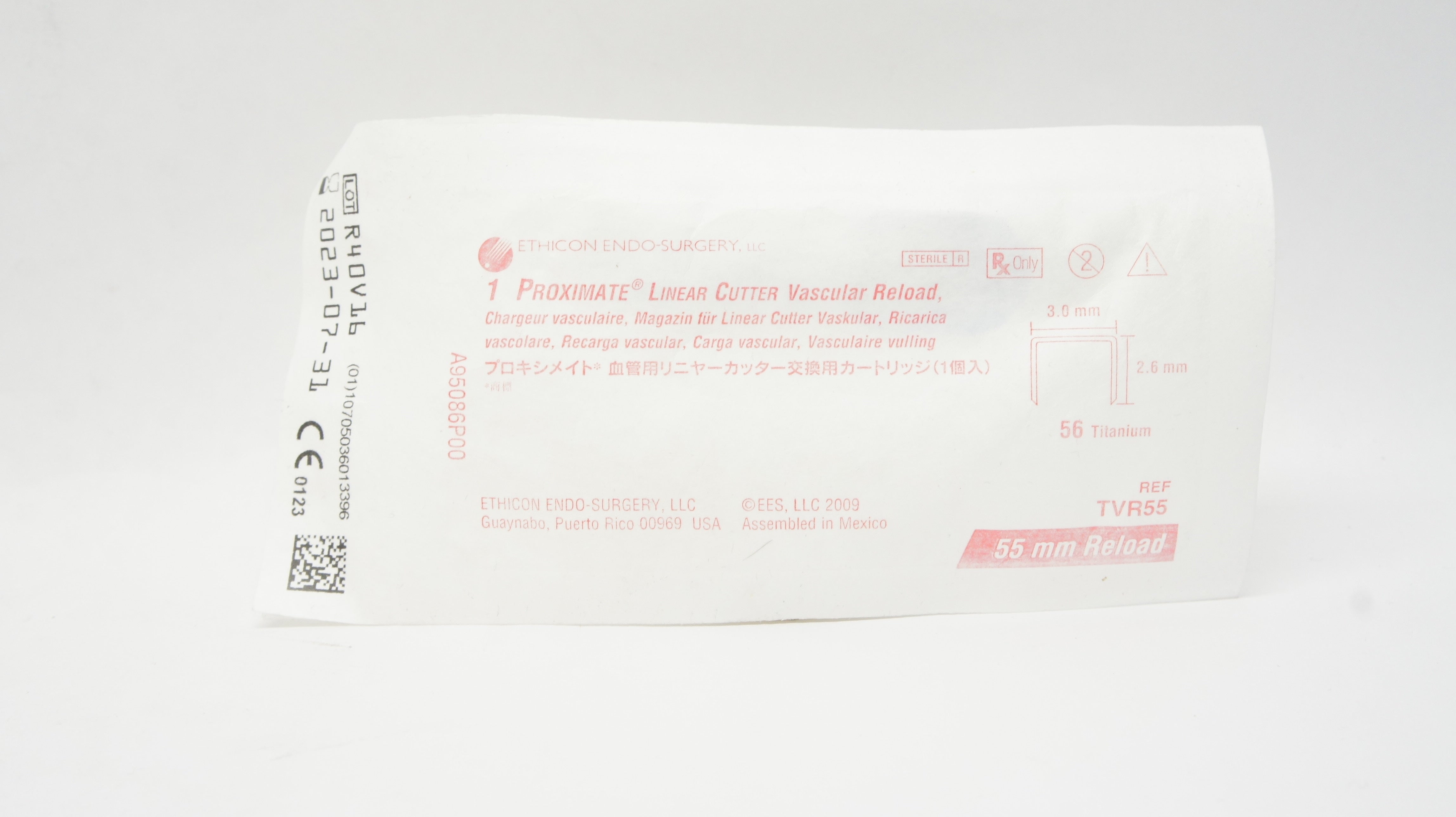 Ethicon TVR55 1 Proximate Linear Cutter Vascular 55mm Reload 3.0mm x 2.6mm