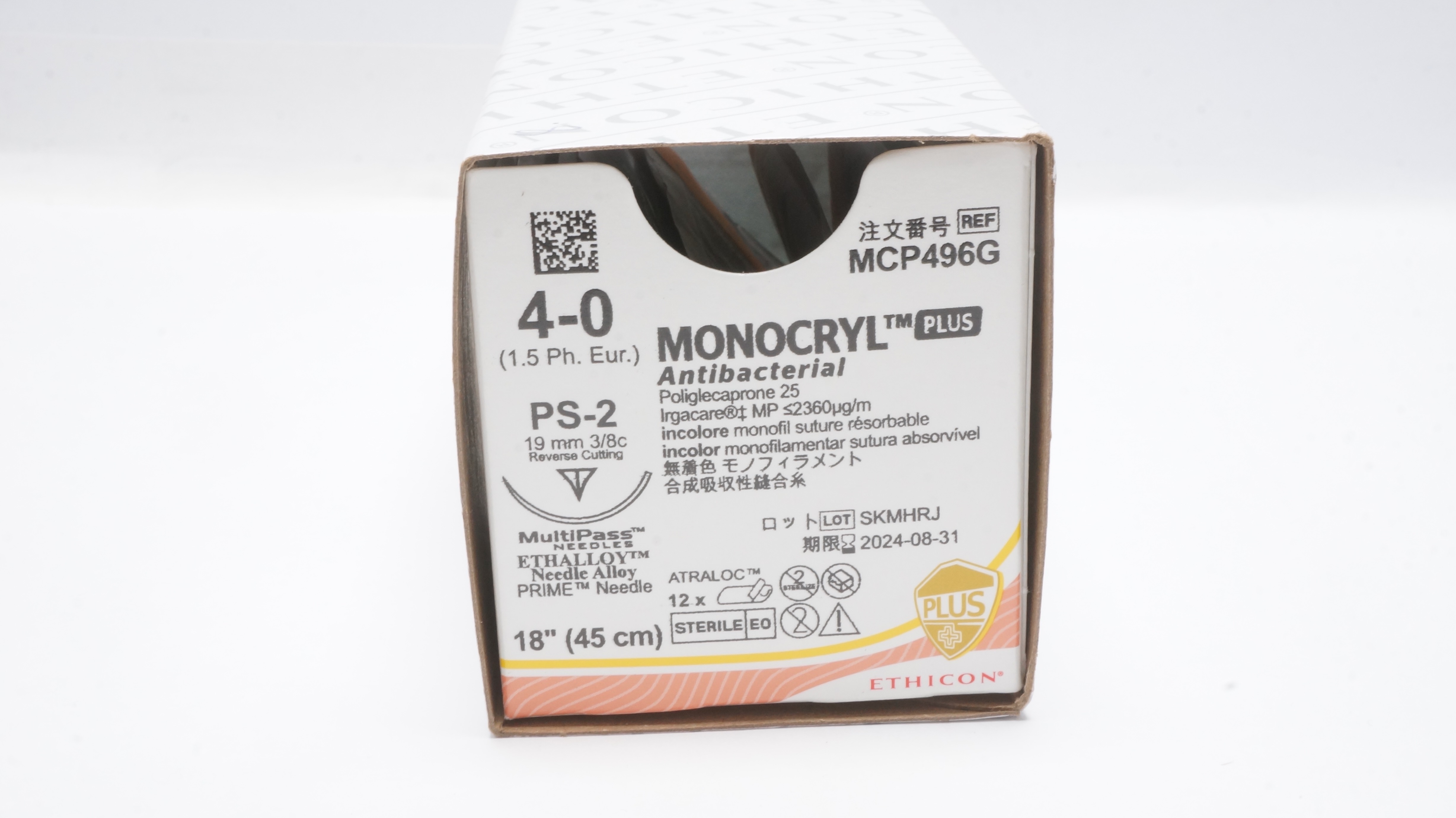 Ethicon MCP496G 4-0 Stre PS-2 19mm 3/8c Reverse Cutting 18inch (x) - Box of 8