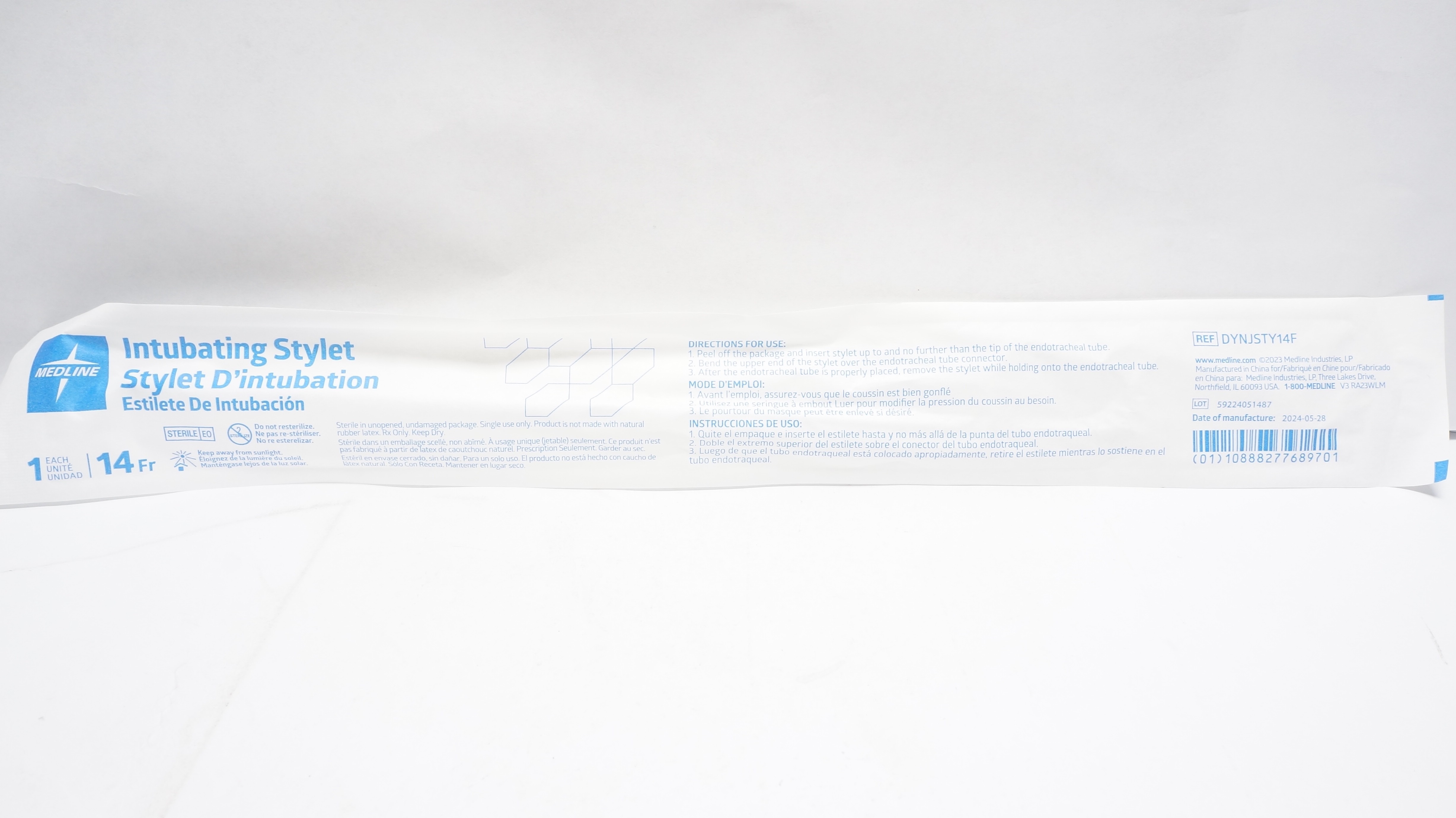 Medline DYNJSTY14F Intubating Stylet 14Fr (x)