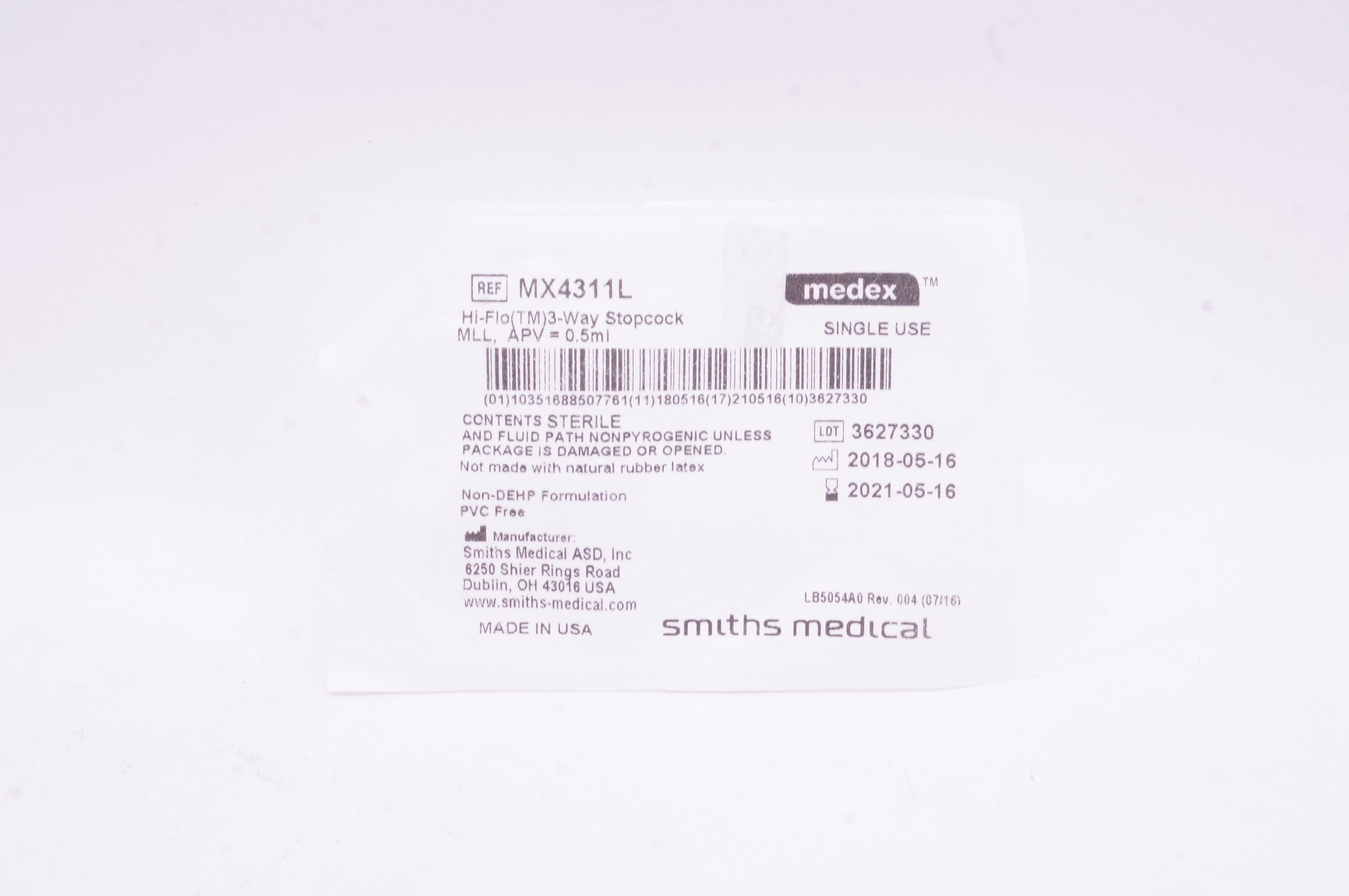 Medex MX4311L 3 Way Stopcock w/M.L.L.