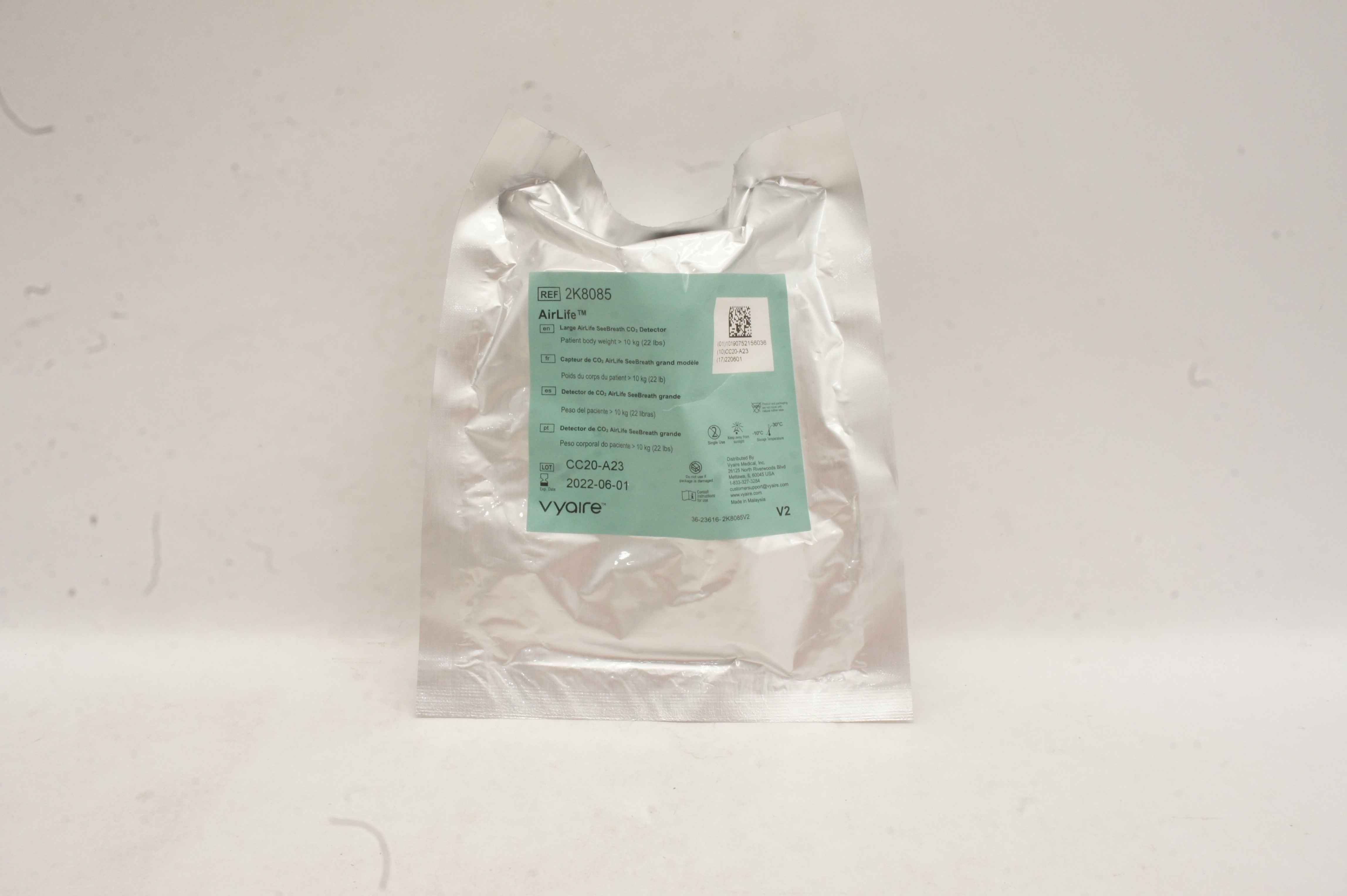 Vyaire 2K8085 AirLife Large SeeBreath CO2 Detector >22lbs (x)