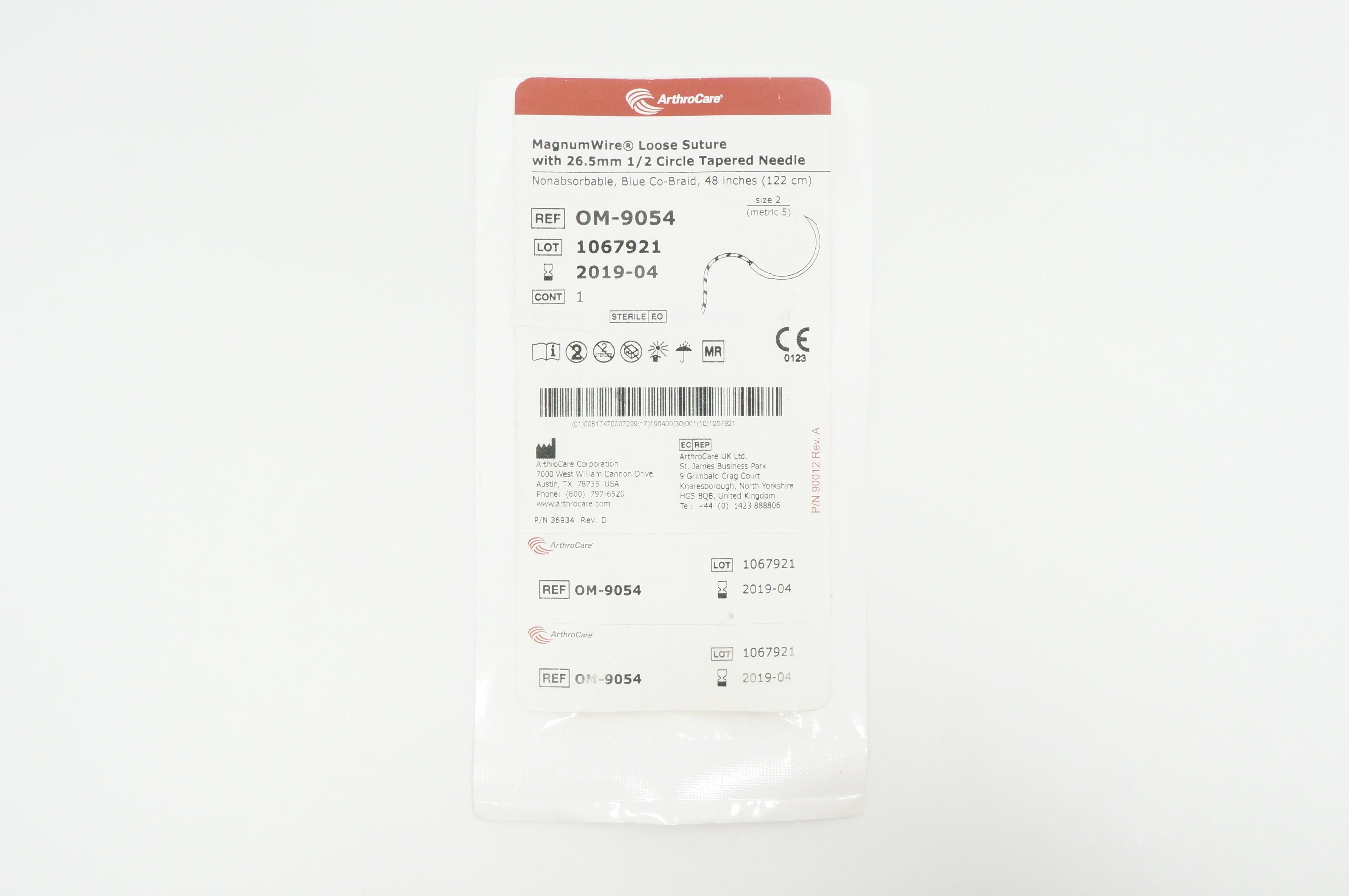 ArthroCare OM-9054 MagnumWire 2 Tapered 26.5mm 1/2circle, 48inch (x)