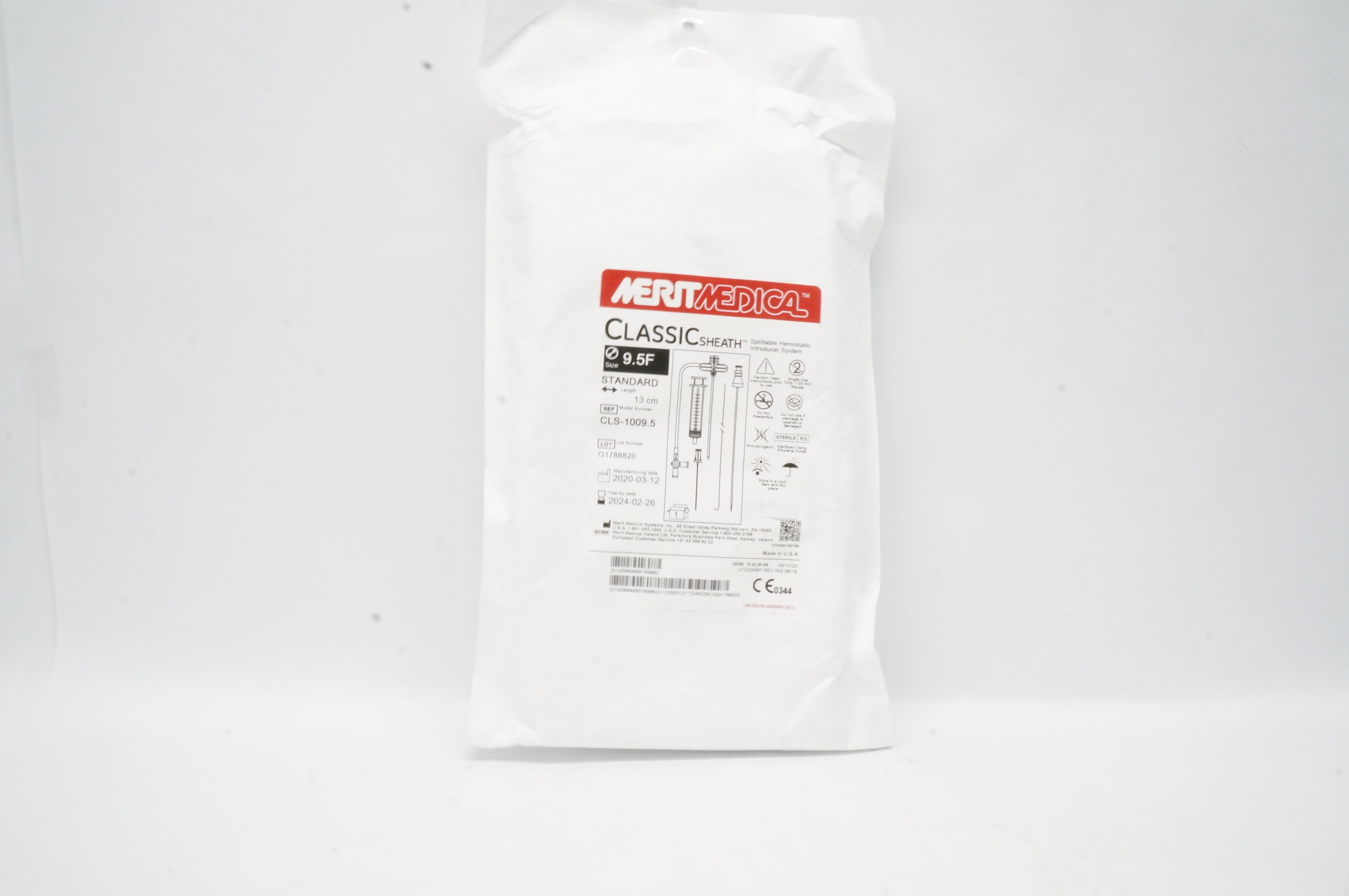 Merit Medical CLS-1009.5 Spittable Hemostatic Introducer System 9.5F x 13cm