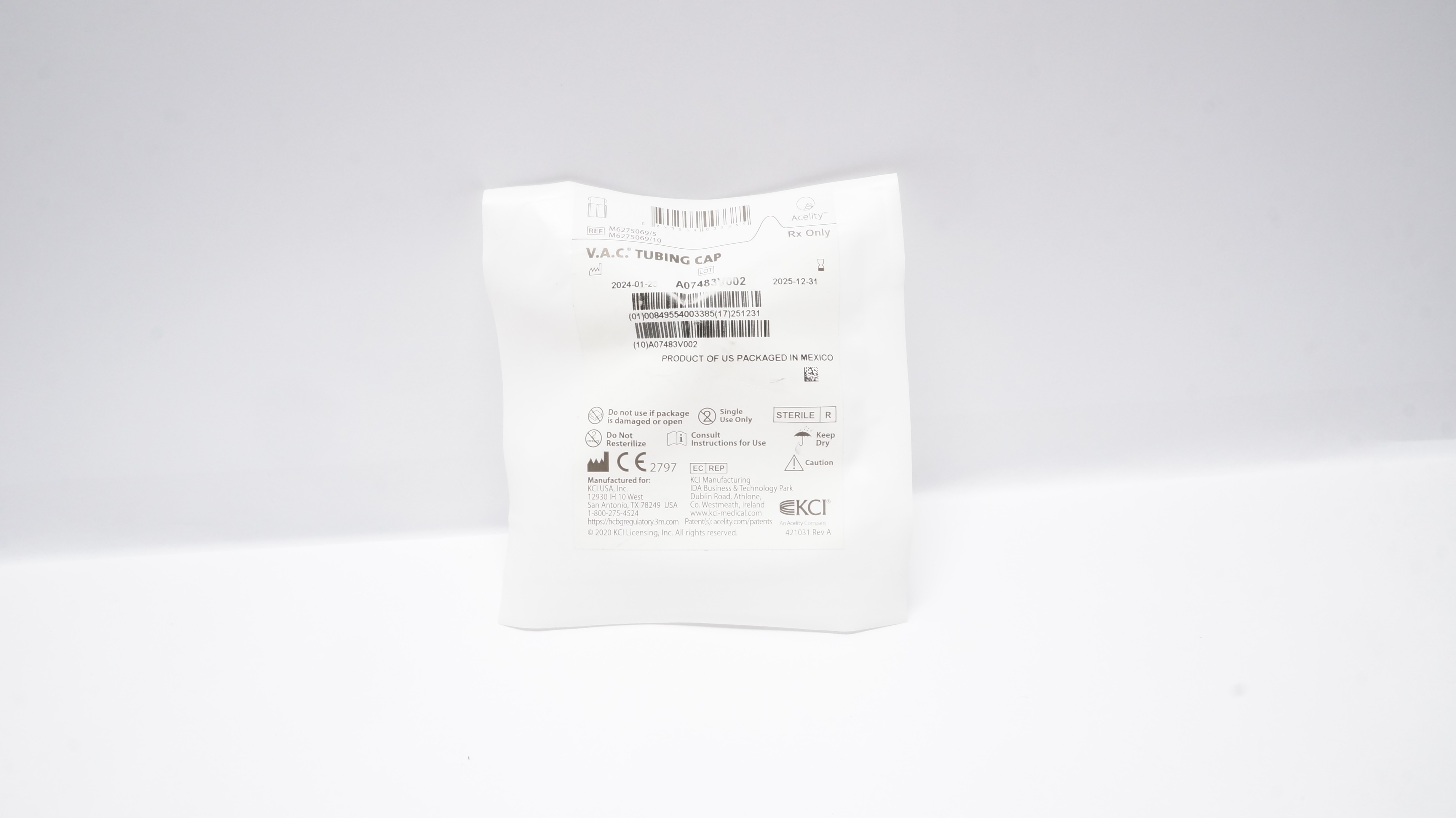 KCI M6275069/5 Acelity V.A.C. Tubing Cap