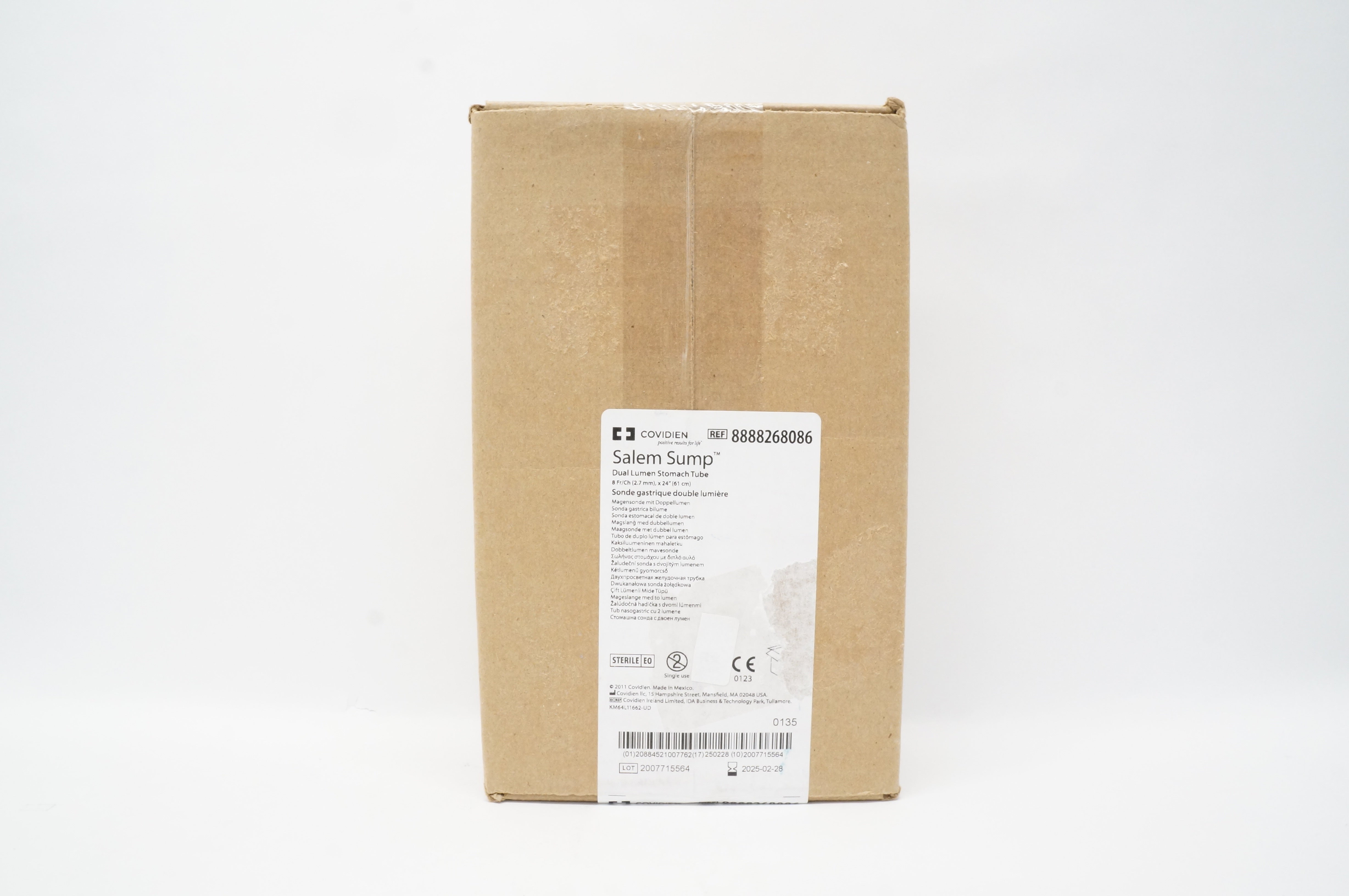 Covidien 8888268086  Dual Lumen Stomach Tube 8Fr x 24in - Box of 10