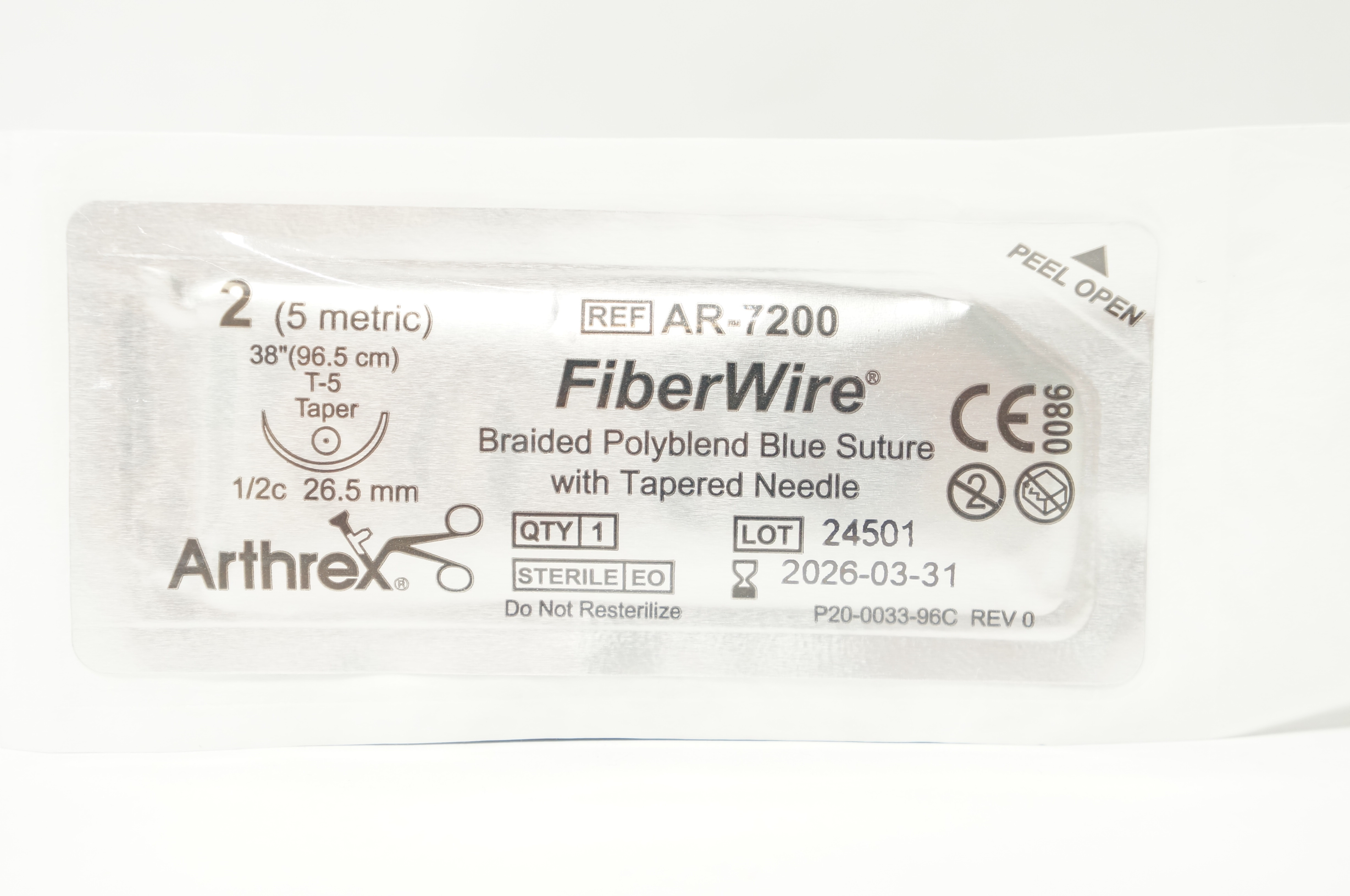 Arthrex AR-7200 2 FIBERWIRE T-5 26.5mm 1/2c Taper 38inch