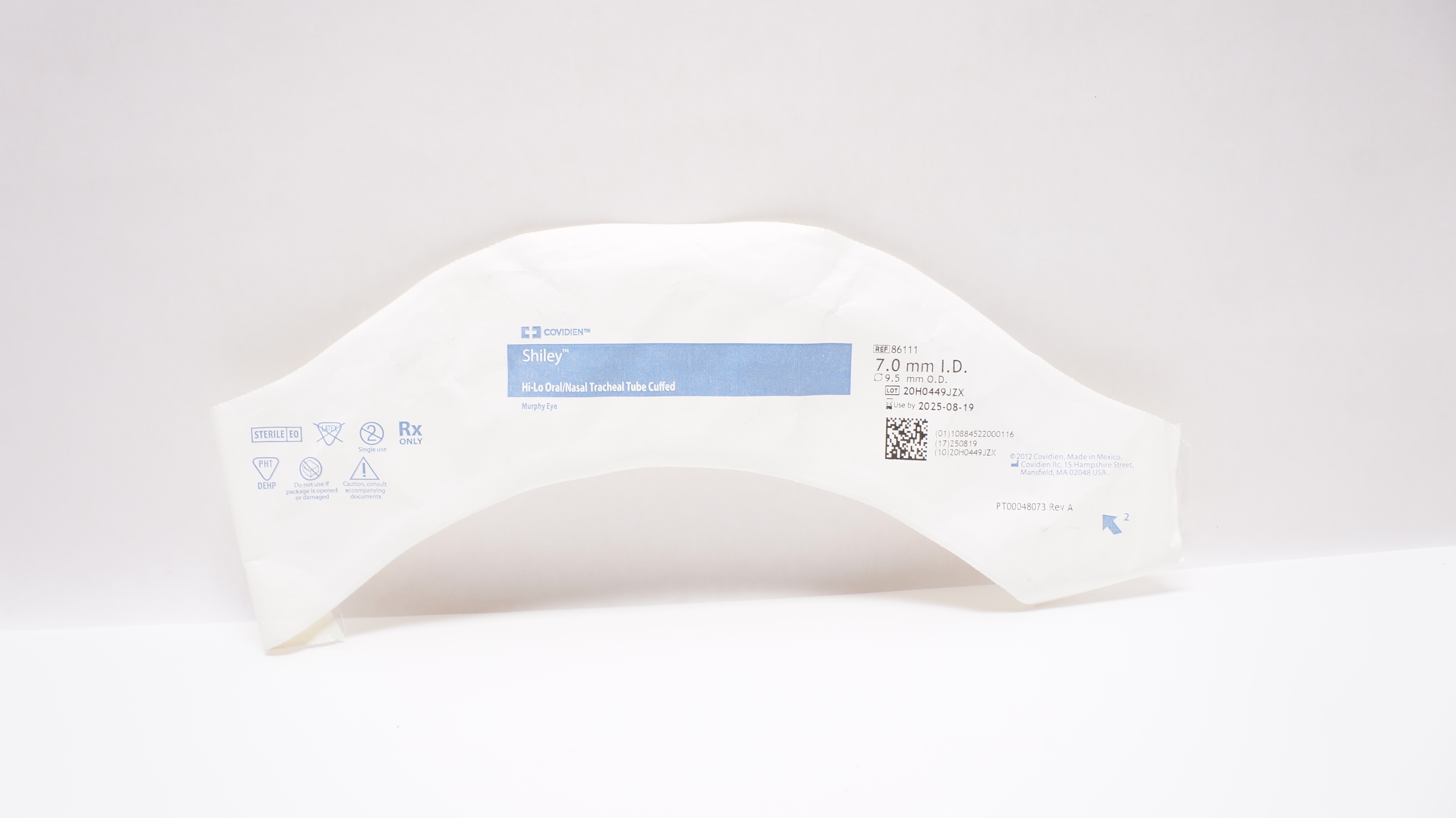 Covidien 86111 Shiley Hi-Lo Oral/Nasal Tracheal Tube Cuffed 7.0mm ID x 9.5mm OD