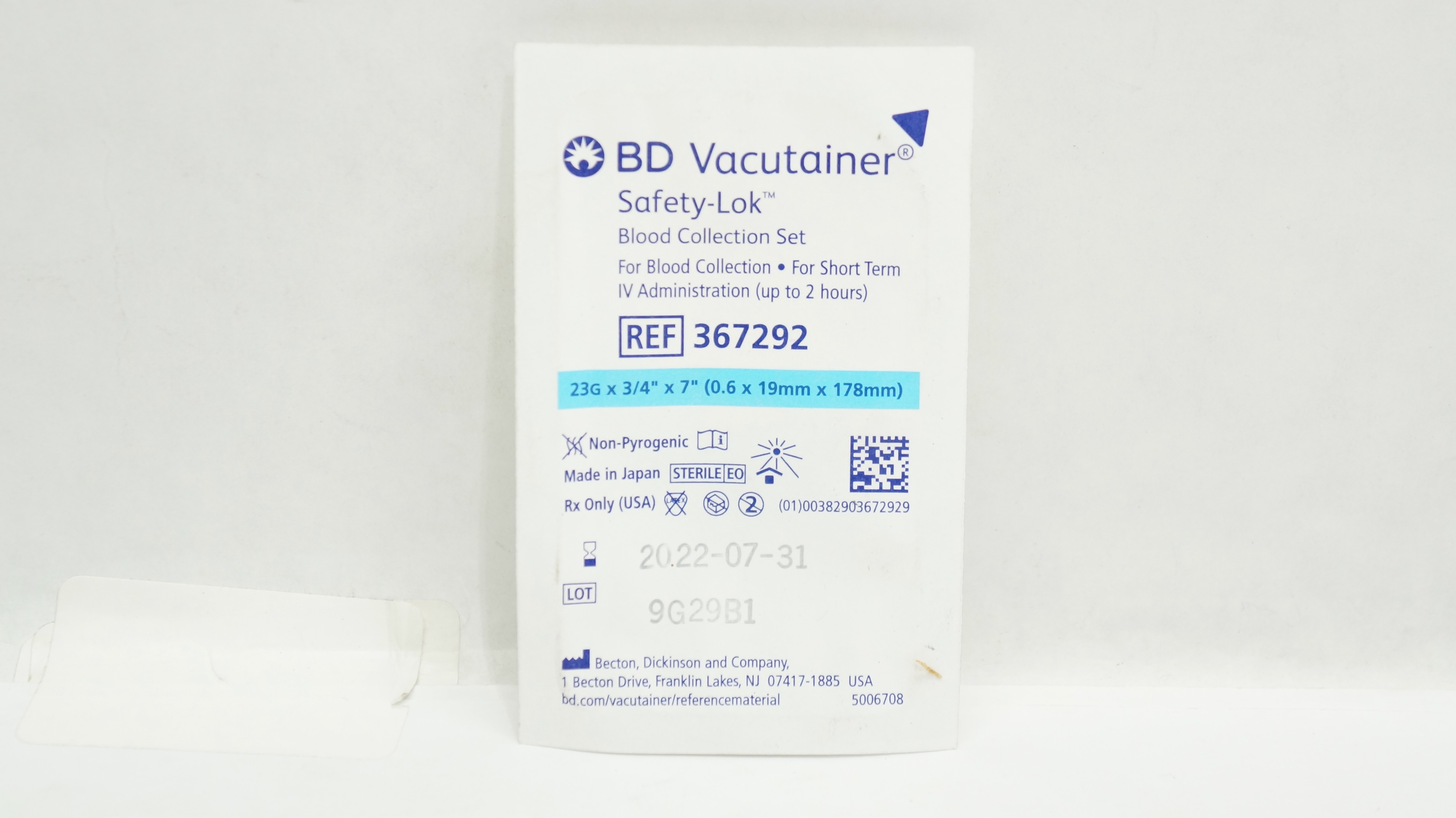 BD 367292 vacutainer Safety-Lok Blood Collection Set 23G x 3/4inch x ...