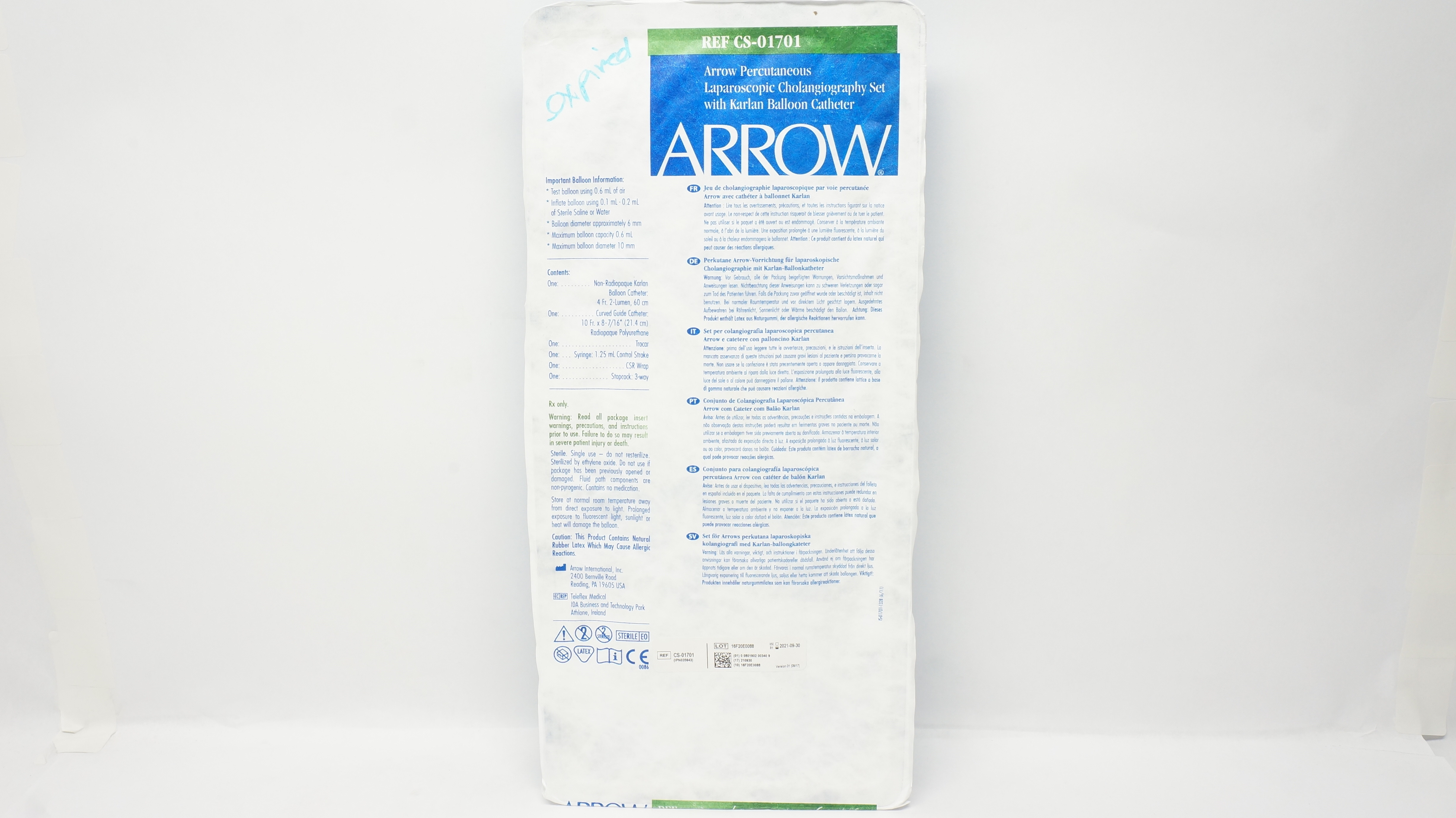 Arrow CS-01701 Percutaneous Laparoscopic Cholangiography Set Karlan ...