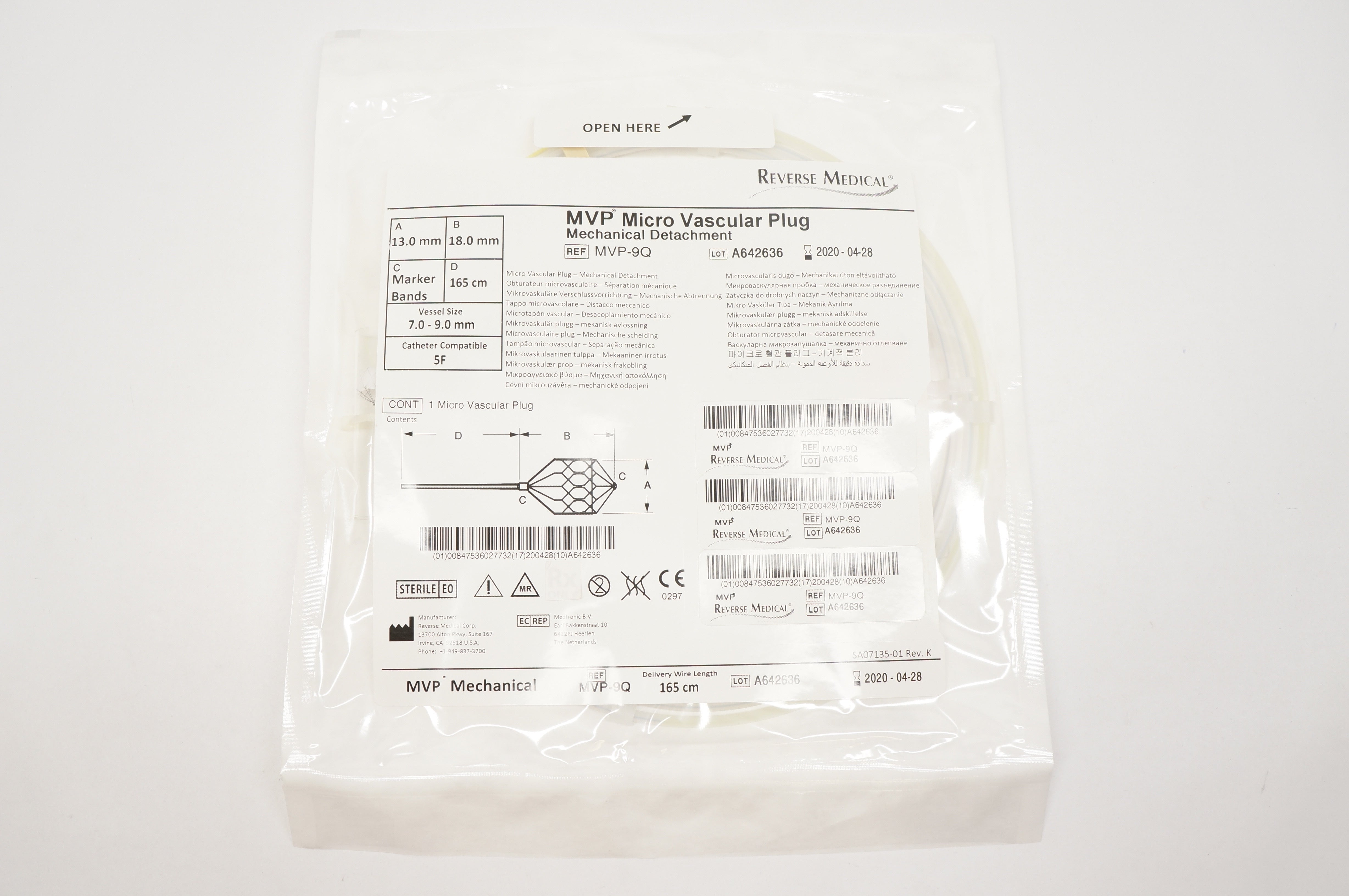 Reverse Medical MVP-9Q MVP Micro Vascular Plug Mechanical 5F x 165cm (x)