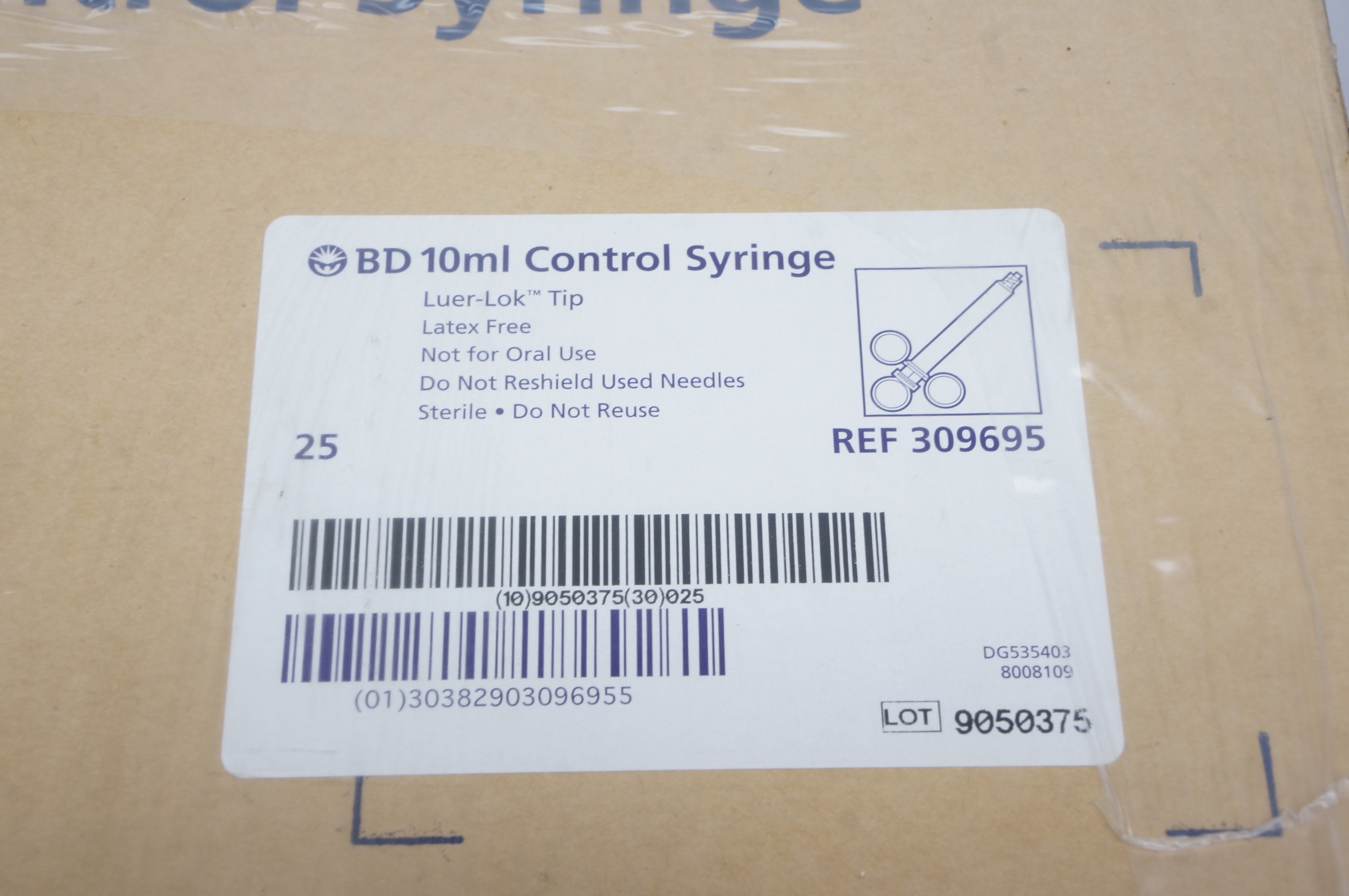 309604 BD 309695 Luer-Lok Tip Control Syringe 10ml - Box of 100