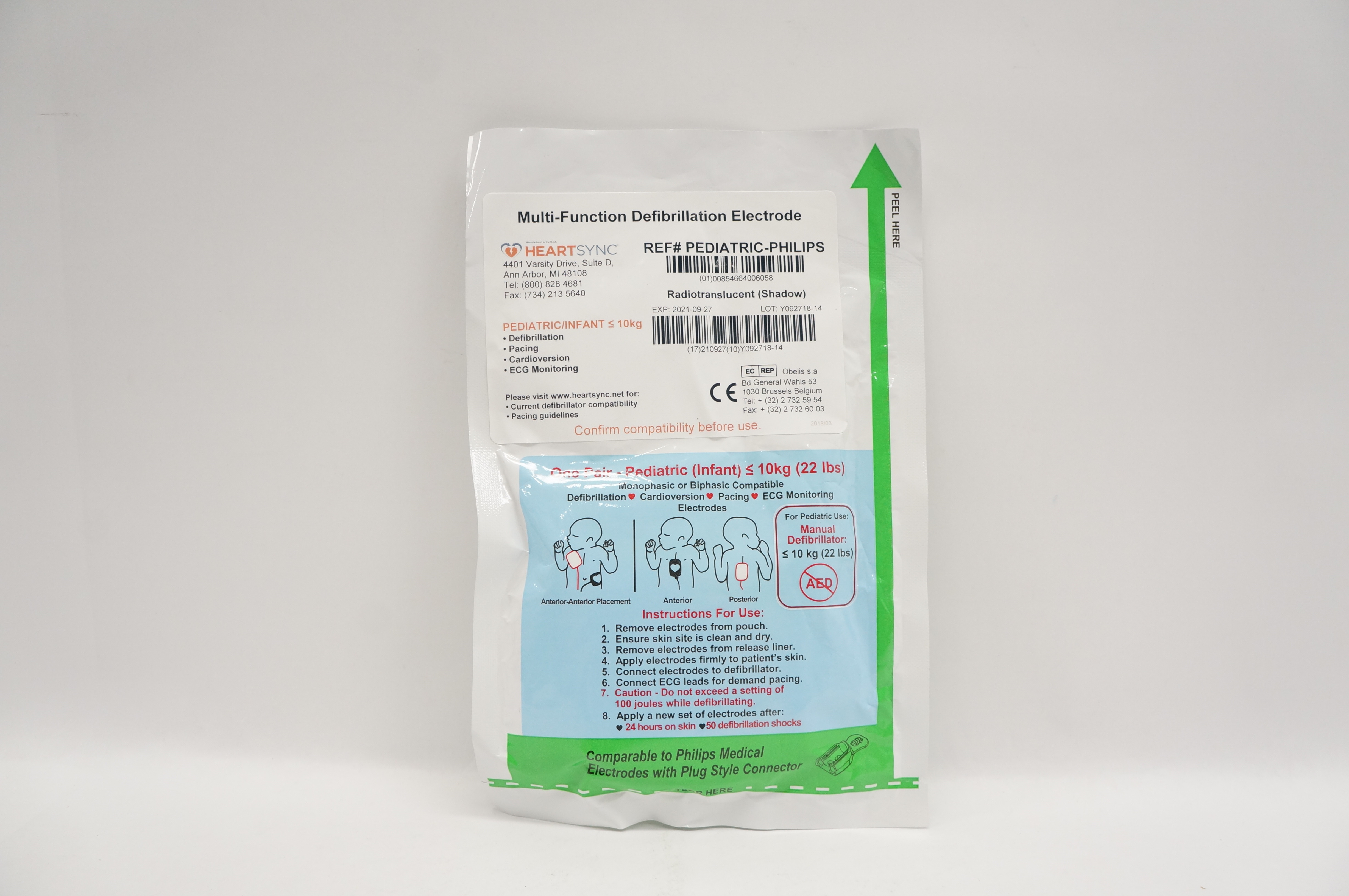 HeartSync PEDIATRIC-PHILIPS Multi-Function Defibrillation Electrode, 22 lbs