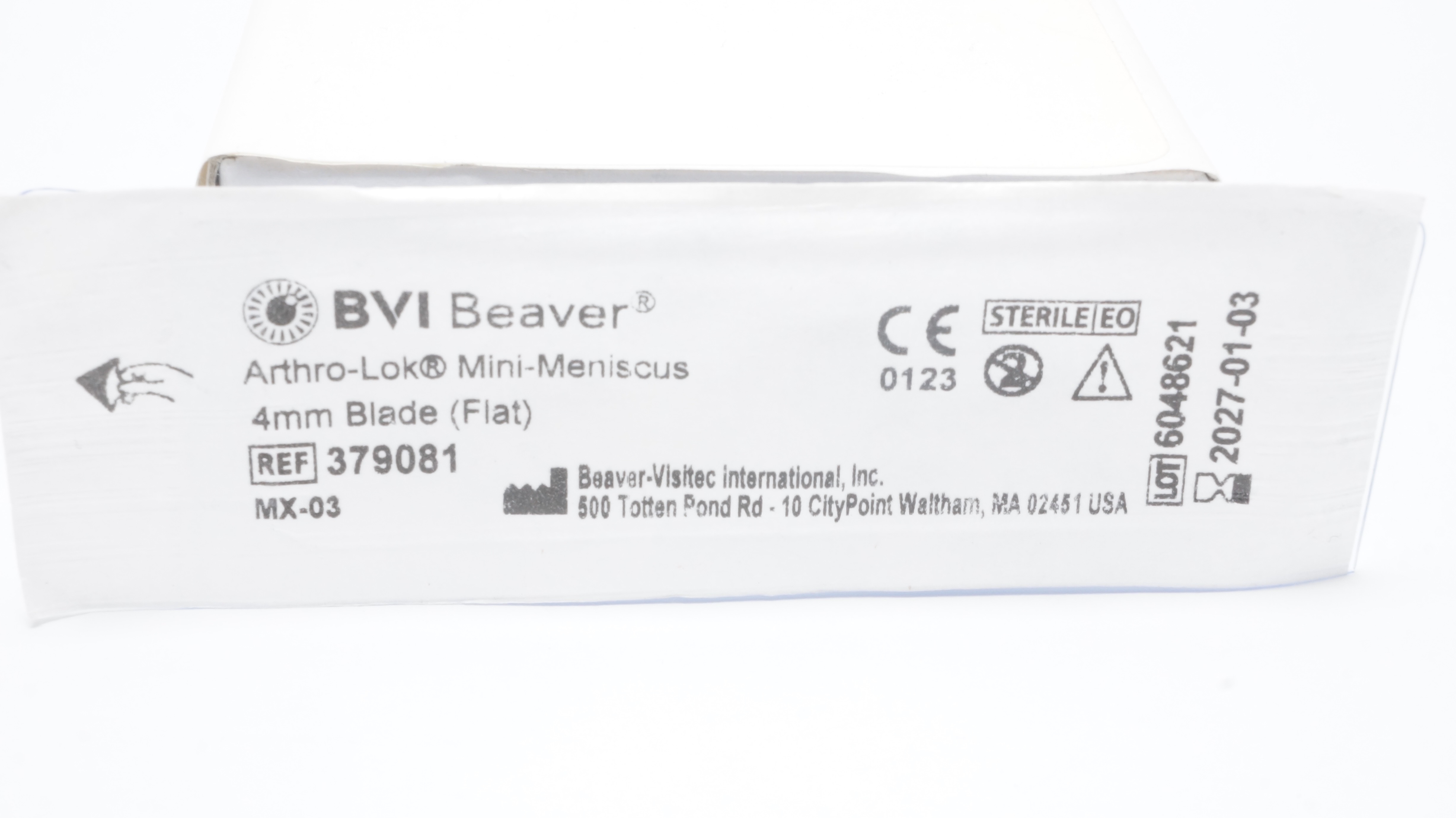 BVI Beaver Visitec 379081 ArthroLok MiniMeniscus 4mm Blade Flat