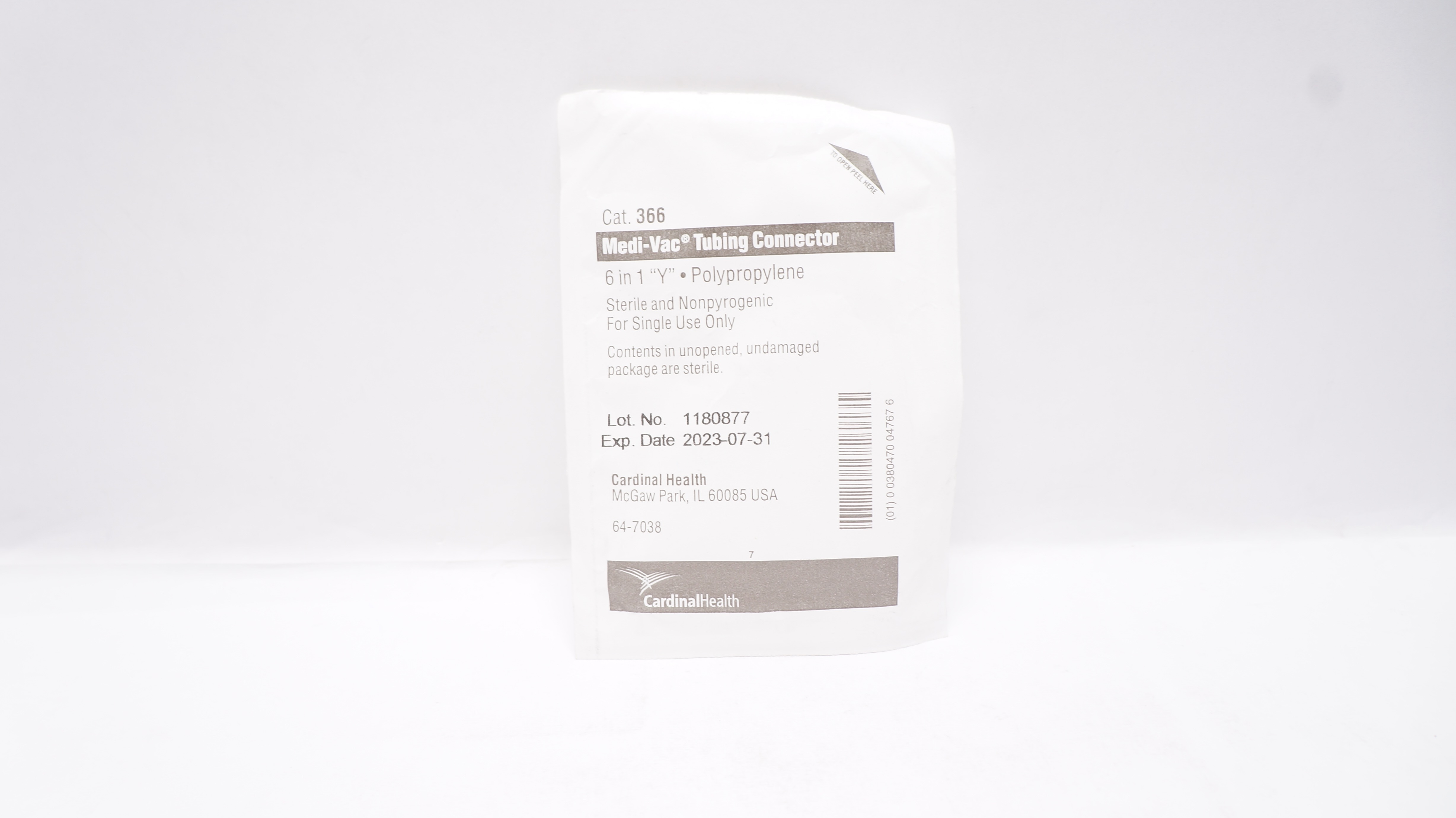 Cardinal Health 366 Medi-Vac Polypropylene Tubing Connector 6 in 1 Y(x)