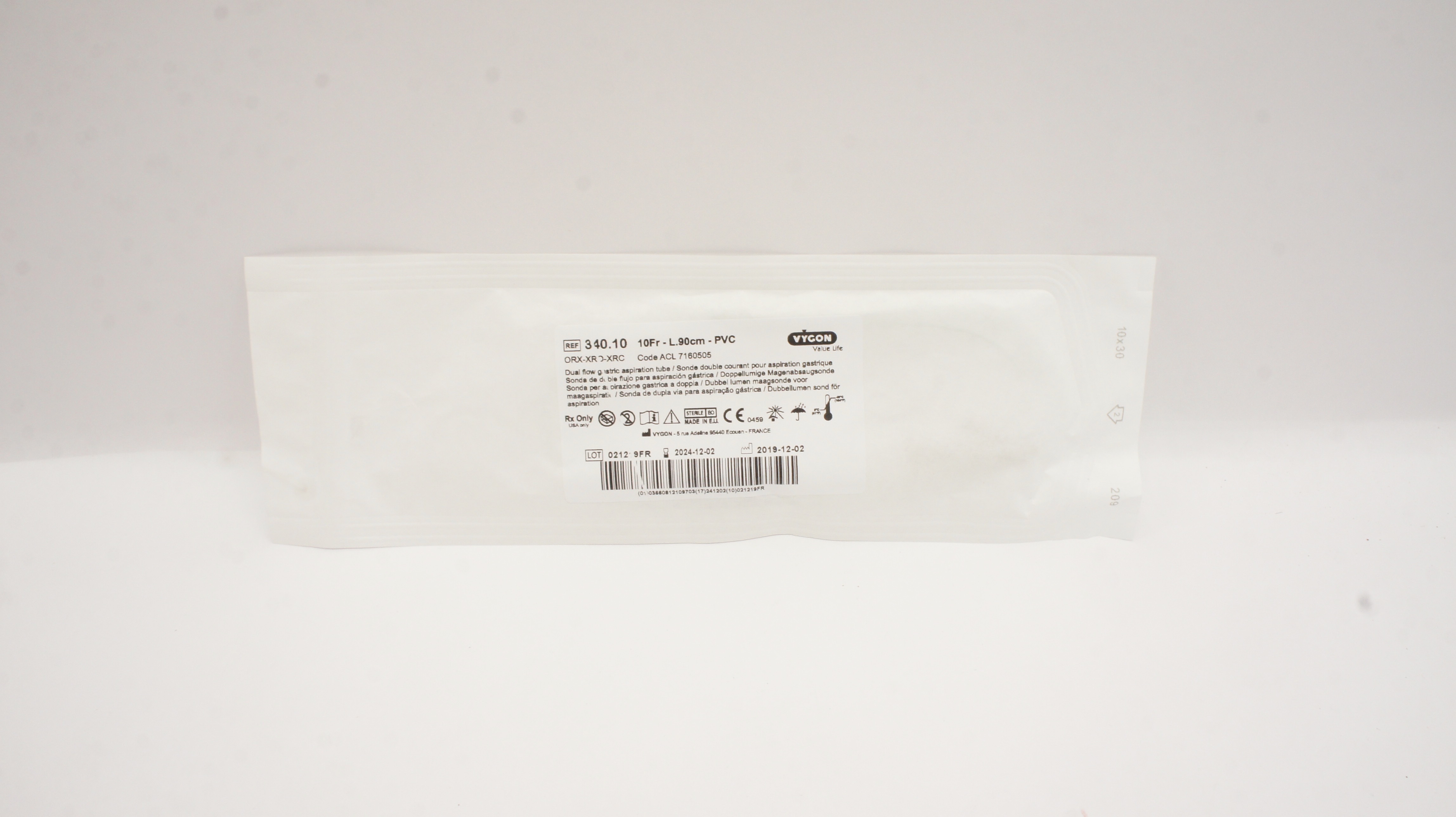 Vygon 340.10 Double Lumen Gastric Tube 10Fr x 90cm