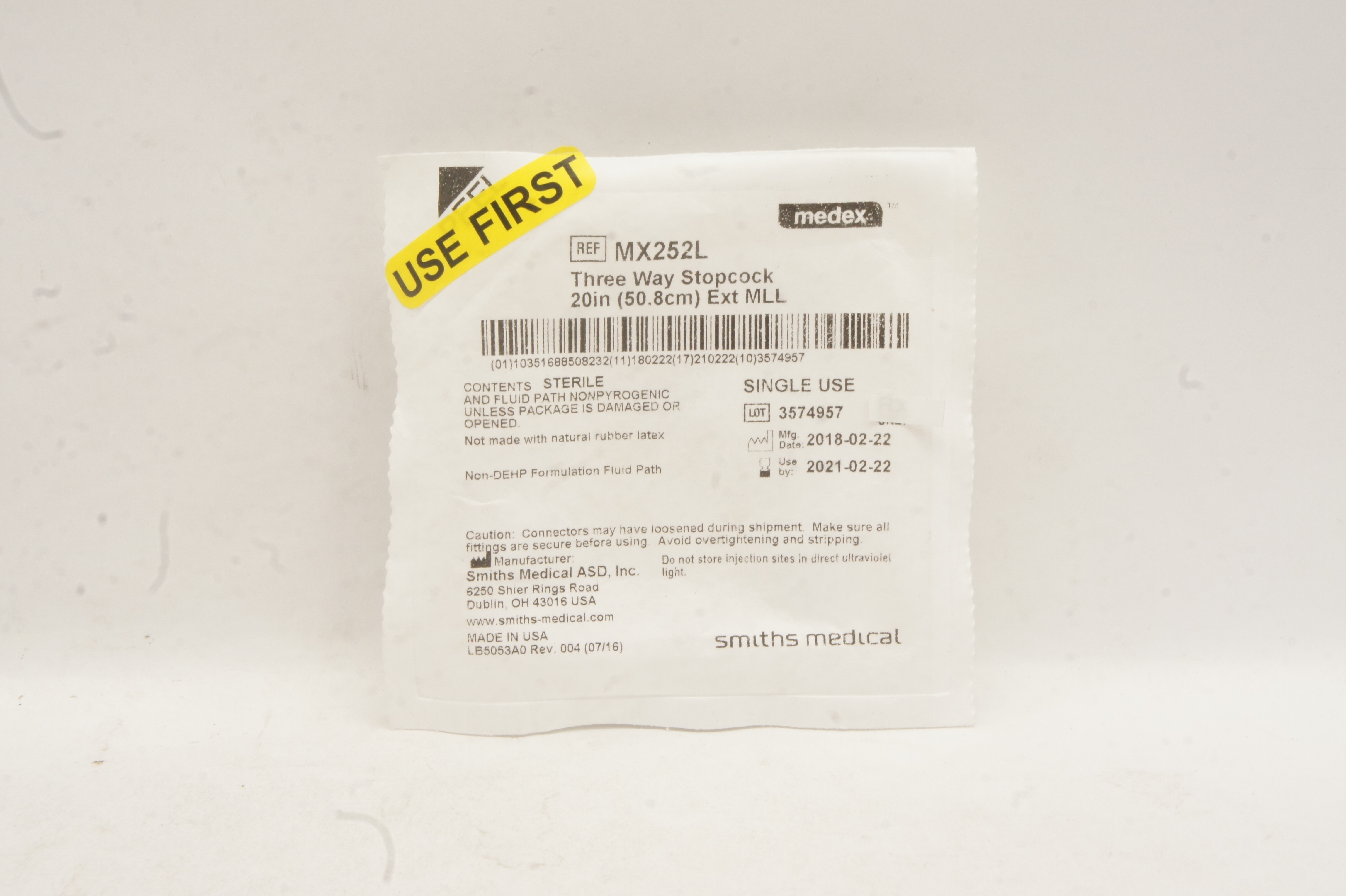 Smiths Medical MX252L Three Way Stopcock 20inch Ext MLL (x)