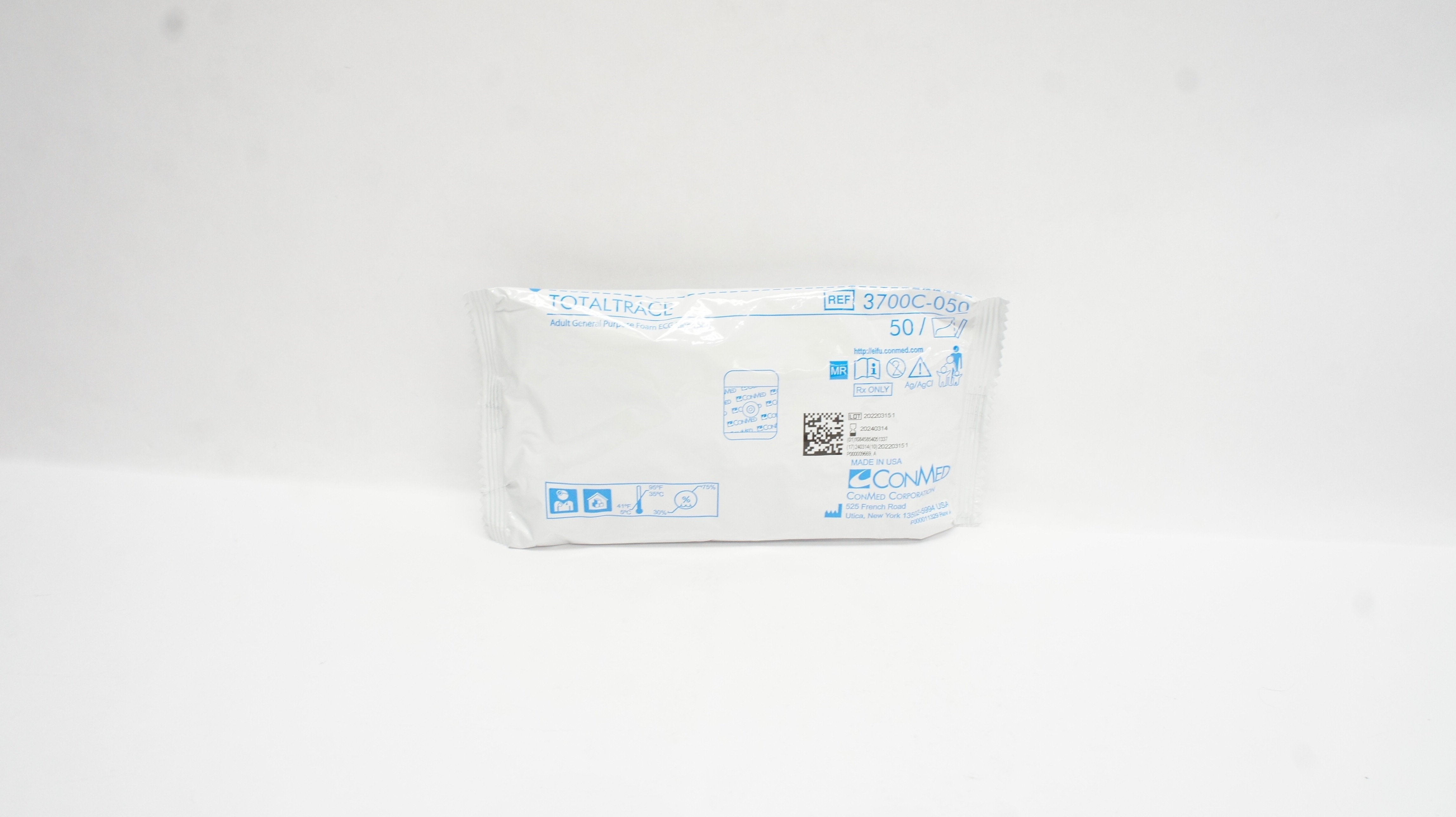 ConMed 3700C-050 TotalTrace Adult General Purpose Foam ECG Electrode- Pack of 50