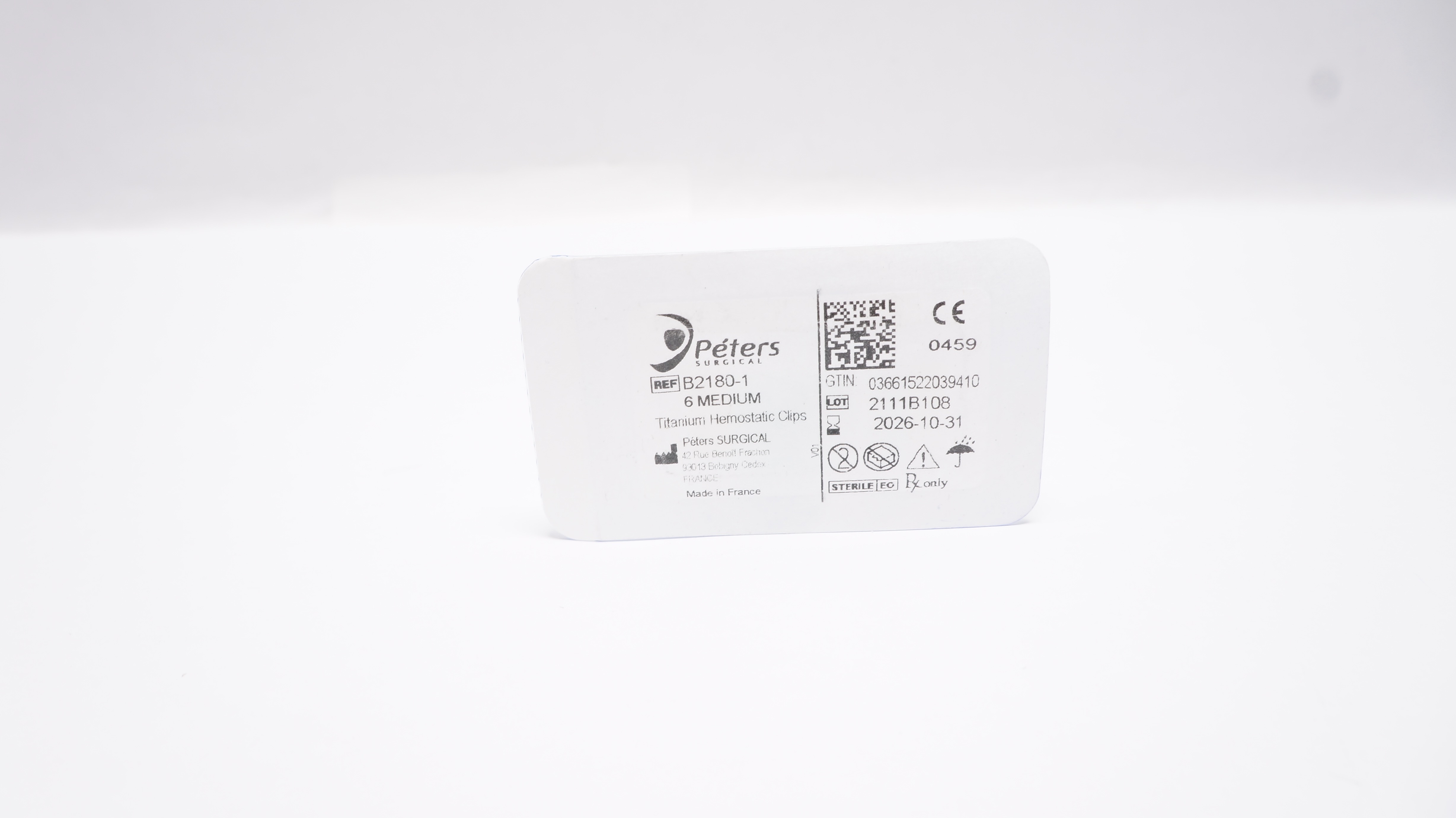 Peters Surgical B2180-1 Titanium Hemostatic Clips 6 Medium
