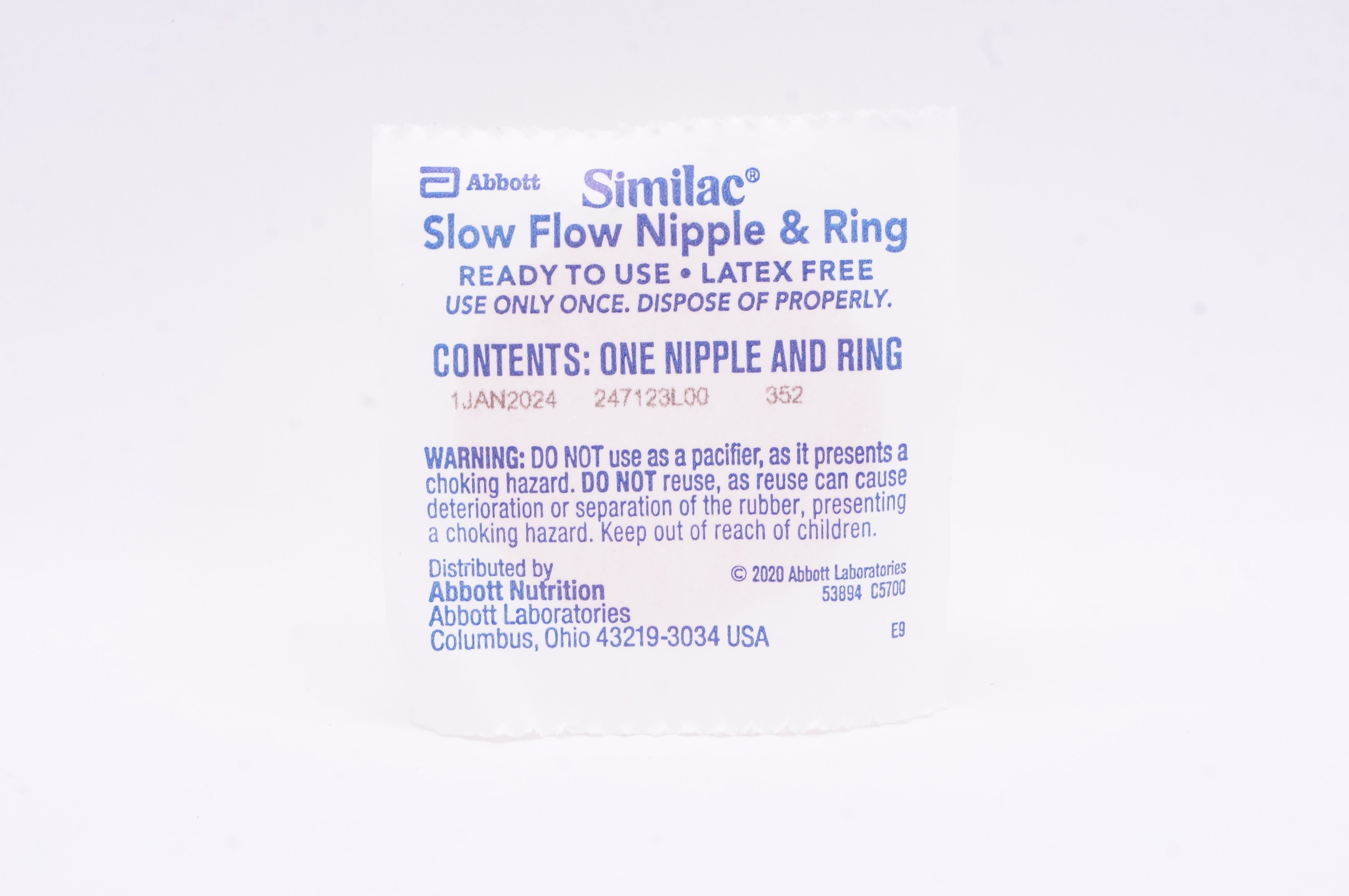 Abbott 53894 Similac Slow Flow Nipple & Ring