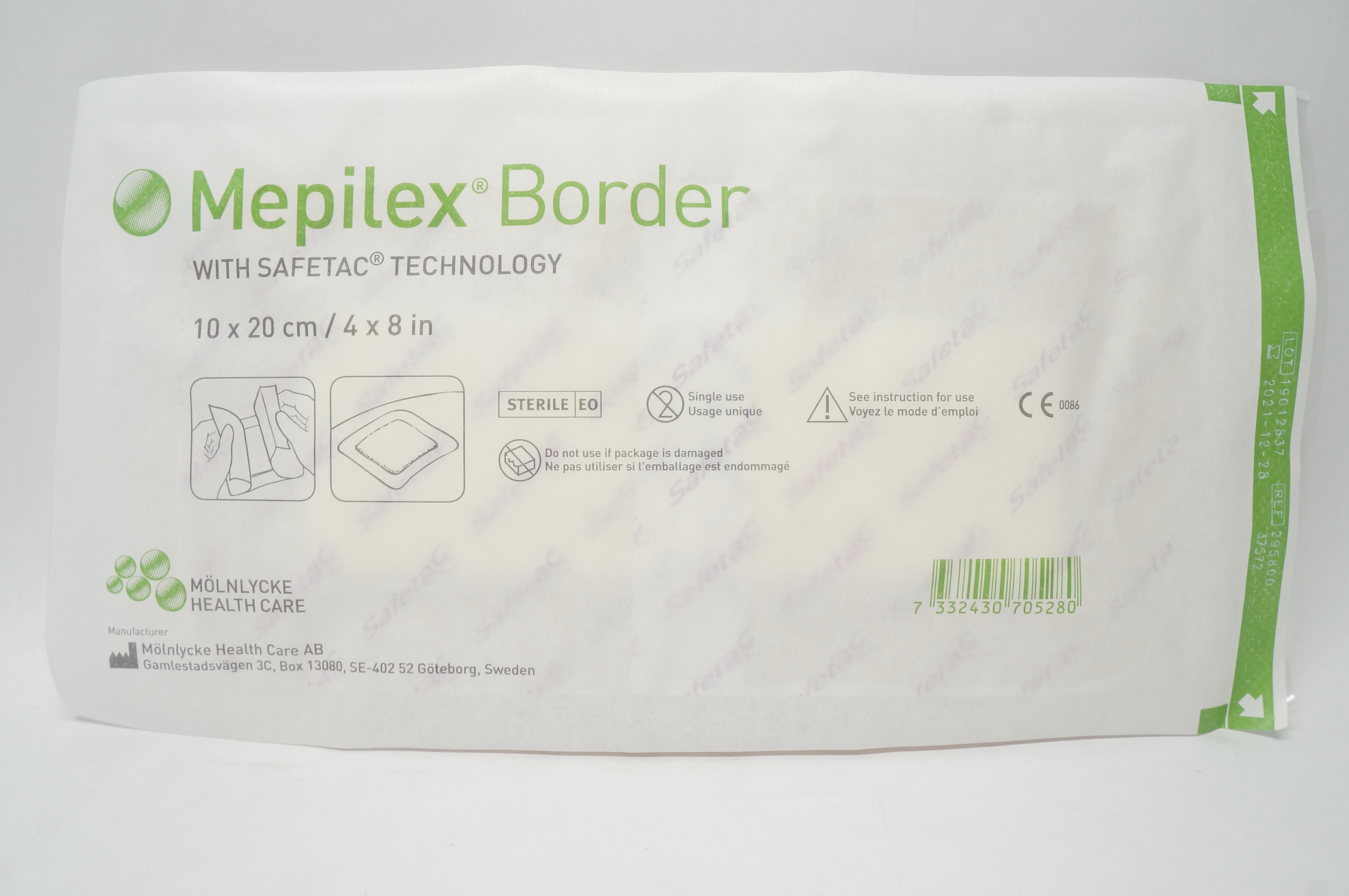 Molnlycke Healthcare 295800 Mepilex Ag with Safetac Technology 4inch x 8inch (x)