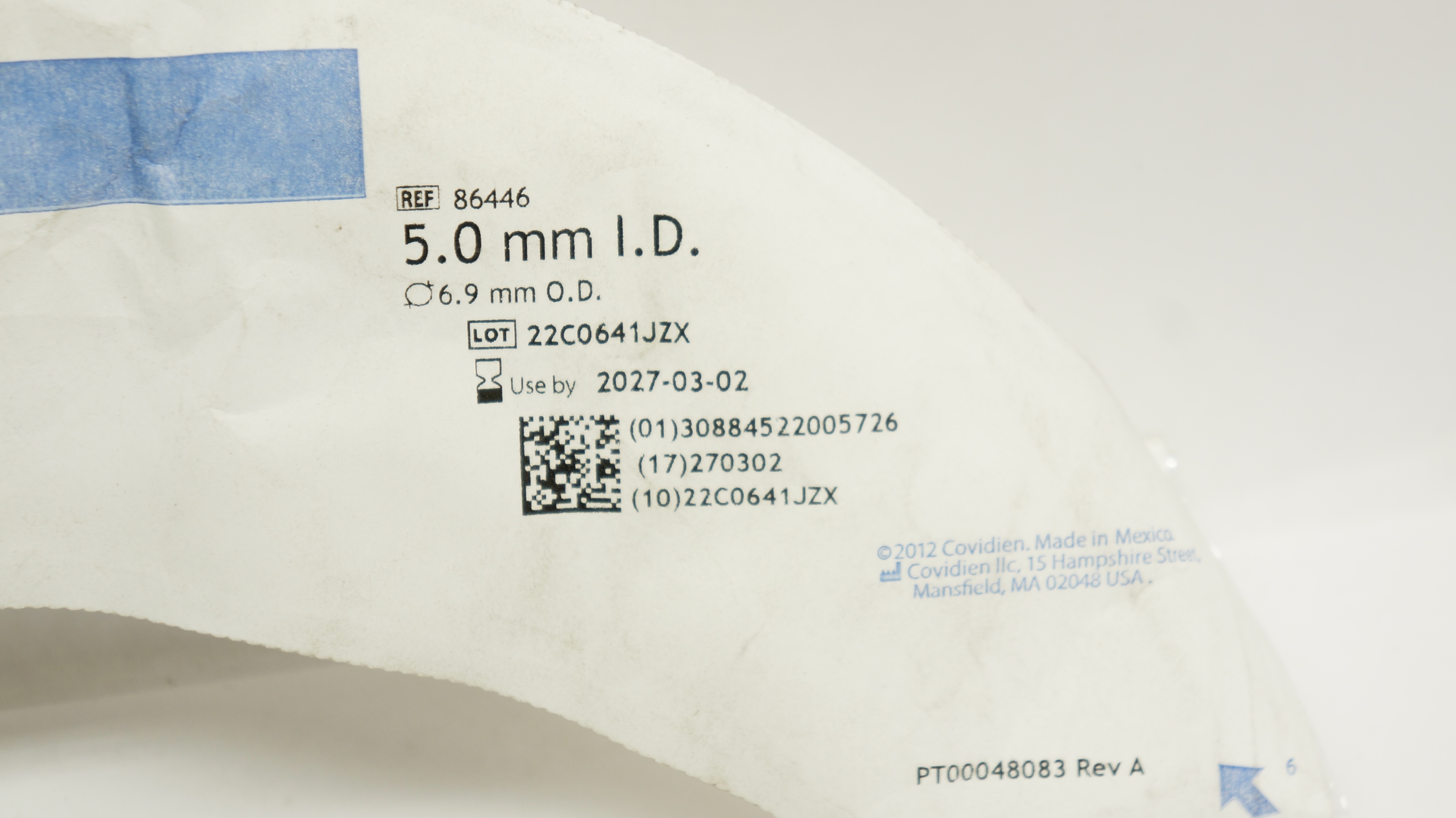 Covidien 86446 Shiley Hi-Lo Oral/Nasal Tracheal Tube Cuffed 5.0mm ID x ...