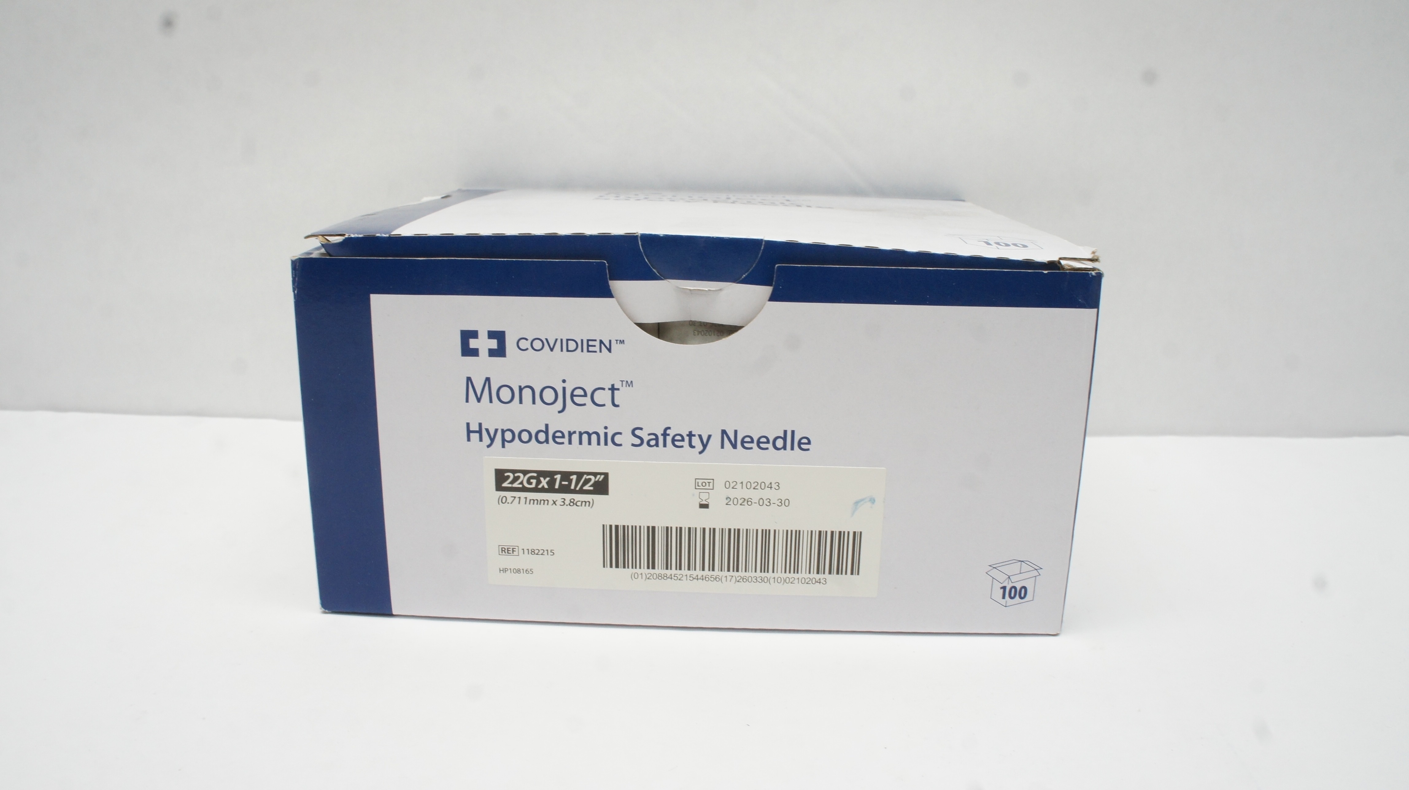 Covidien 1182215 Monoject Hypodermic Safety Ndle 22G x 1-1/2inch