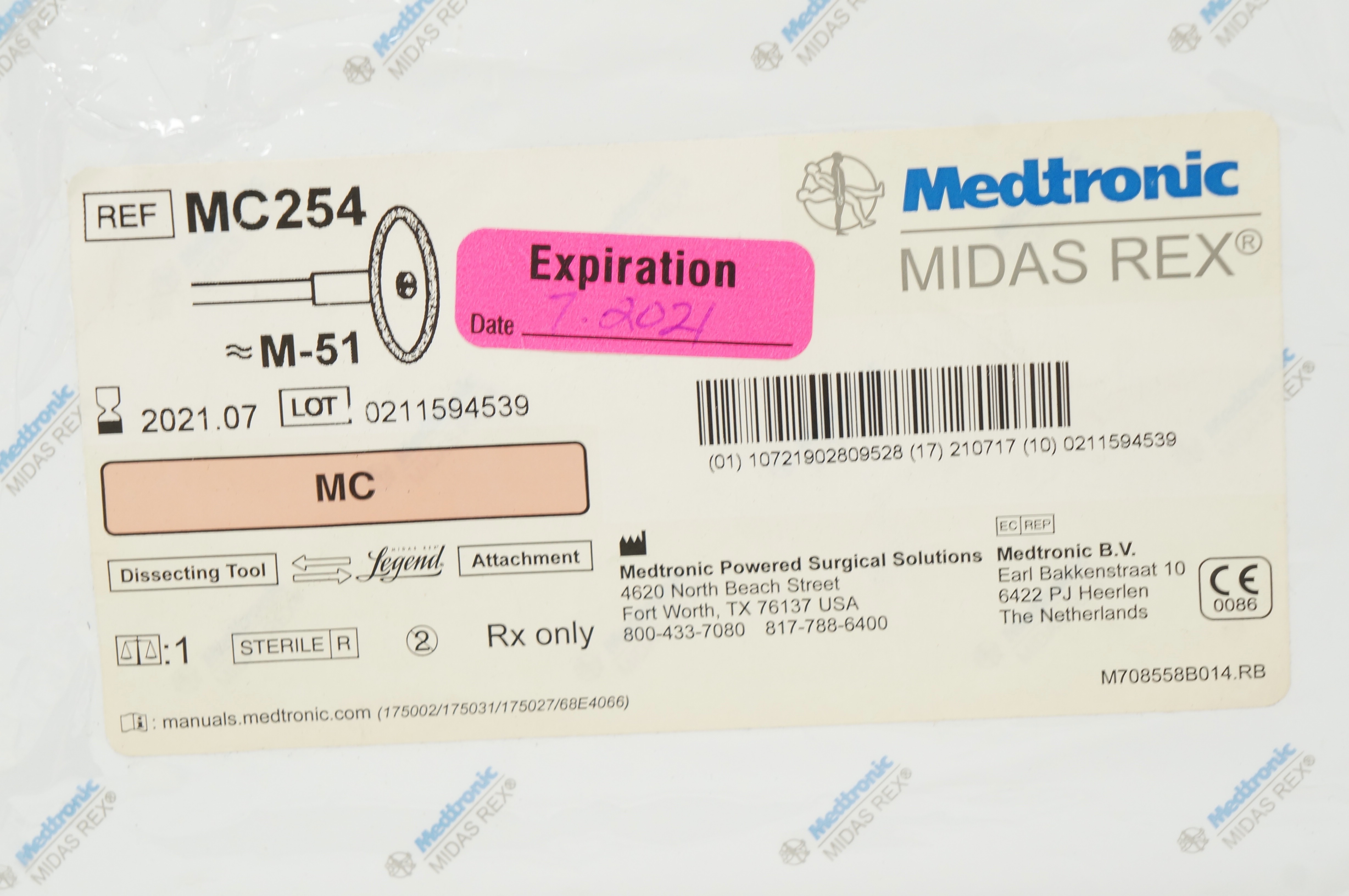 Medtronic MC254 Midas Rex MC Legend Dissecting Tool M51 (x)