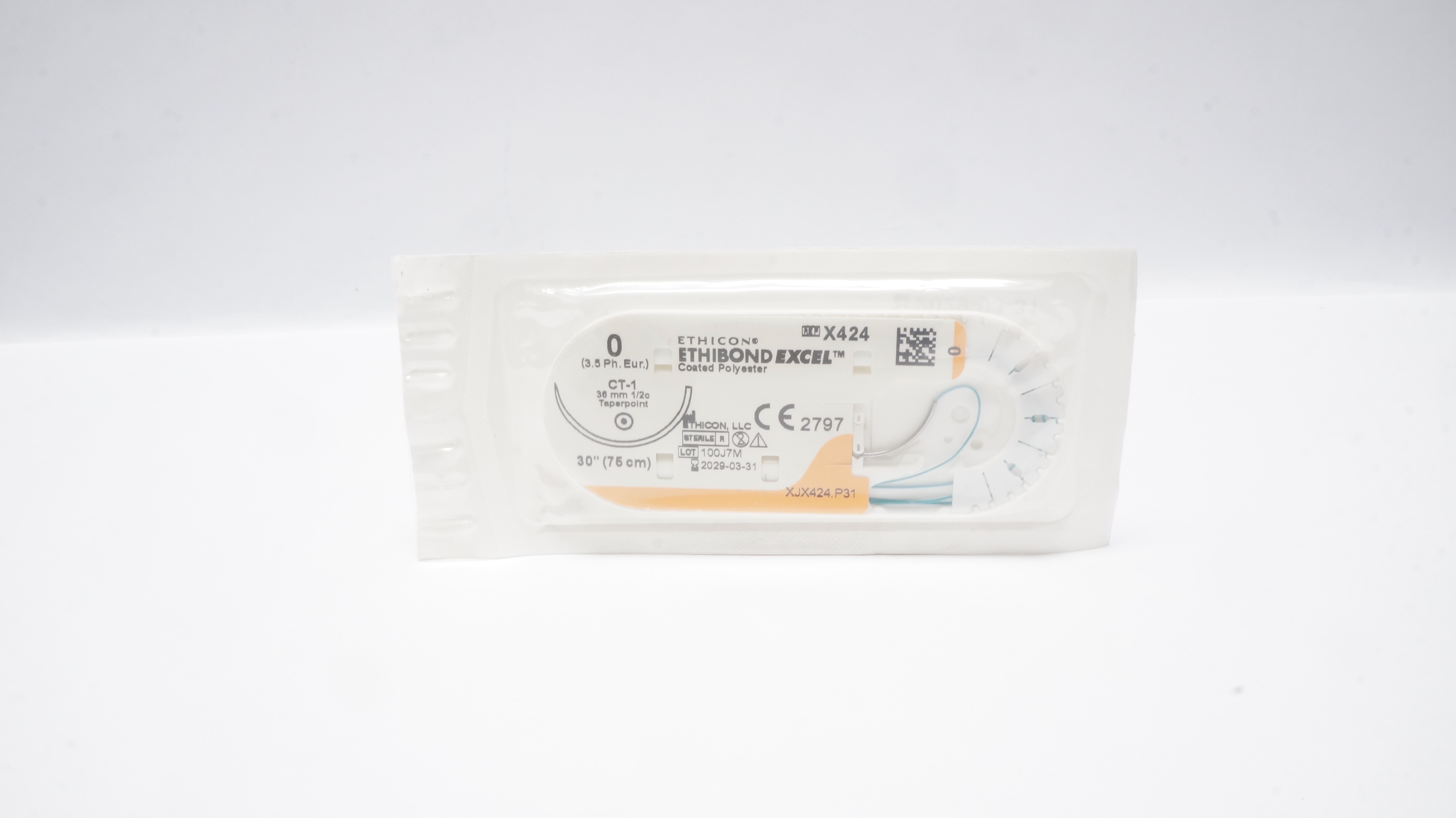 Ethicon X424 0 ETHIBOND EXCEL Polyester Stre CT-1, 36mm 1/2c Taperpoint, 30inch
