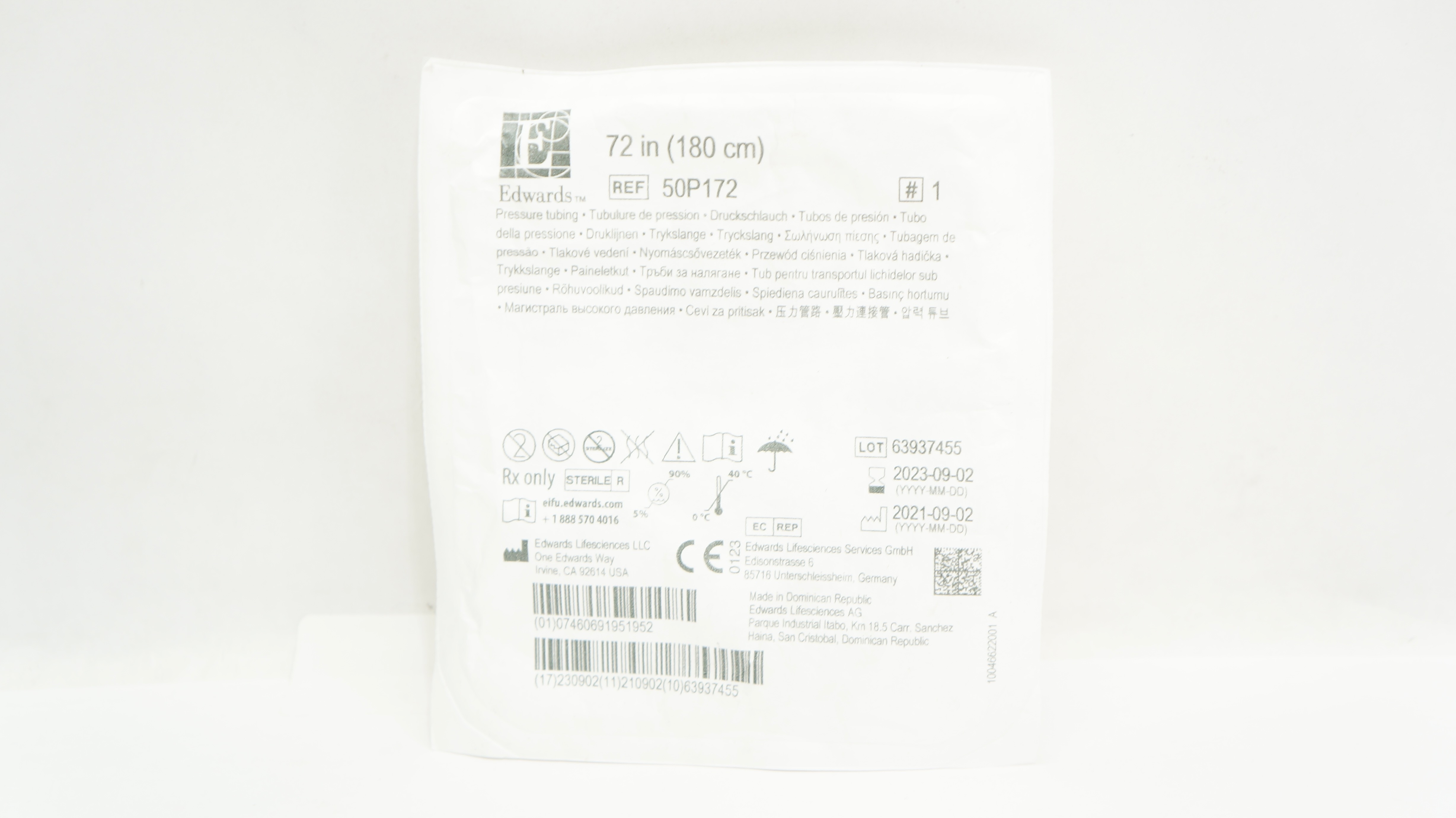 Edwards Lifesciences 50P172 Pressure Tubing 72inch