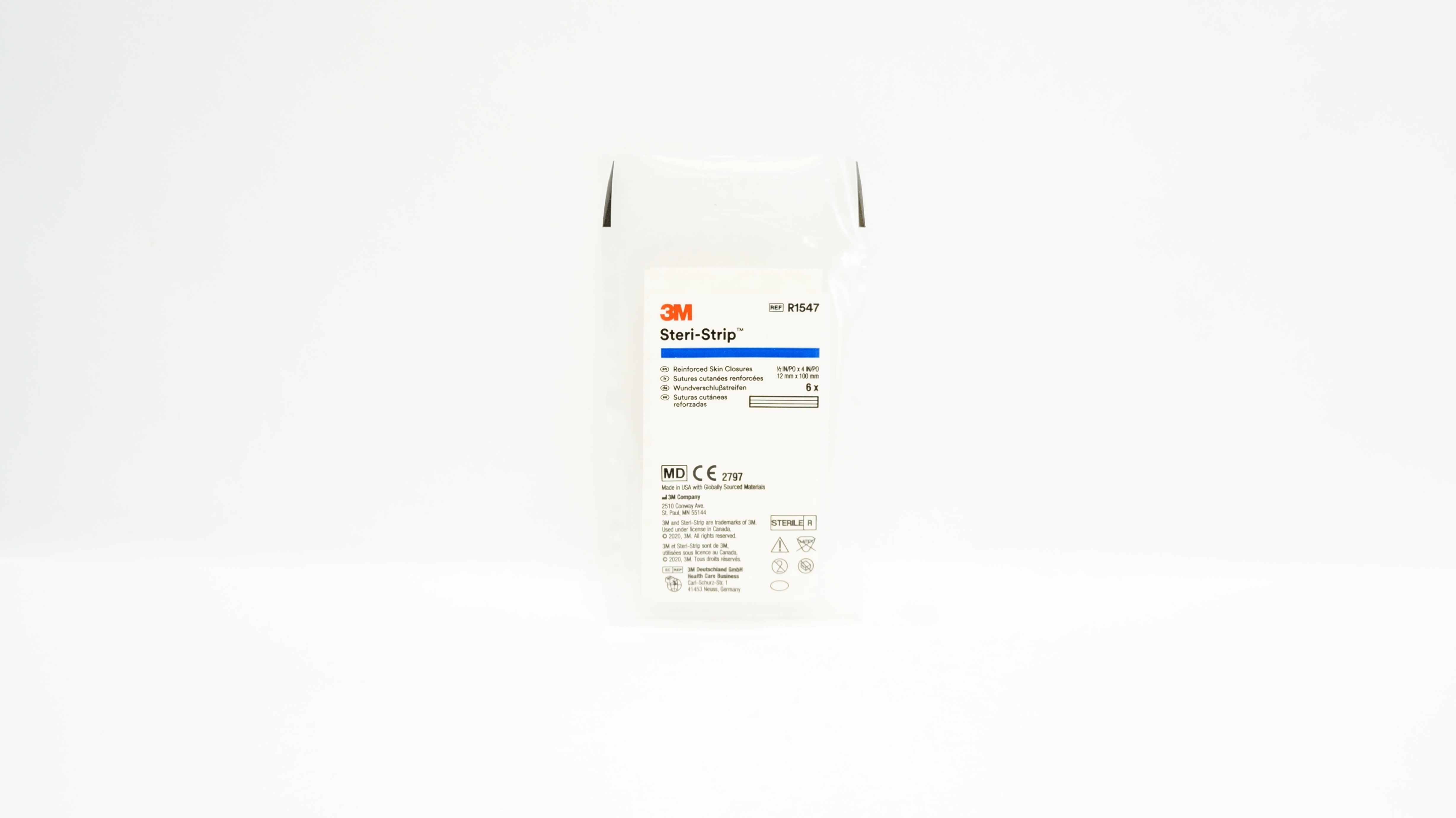 3M R1547 Steri-Strip Reinforced Skin Closures 1/2inch x 4inch - Pack of 6