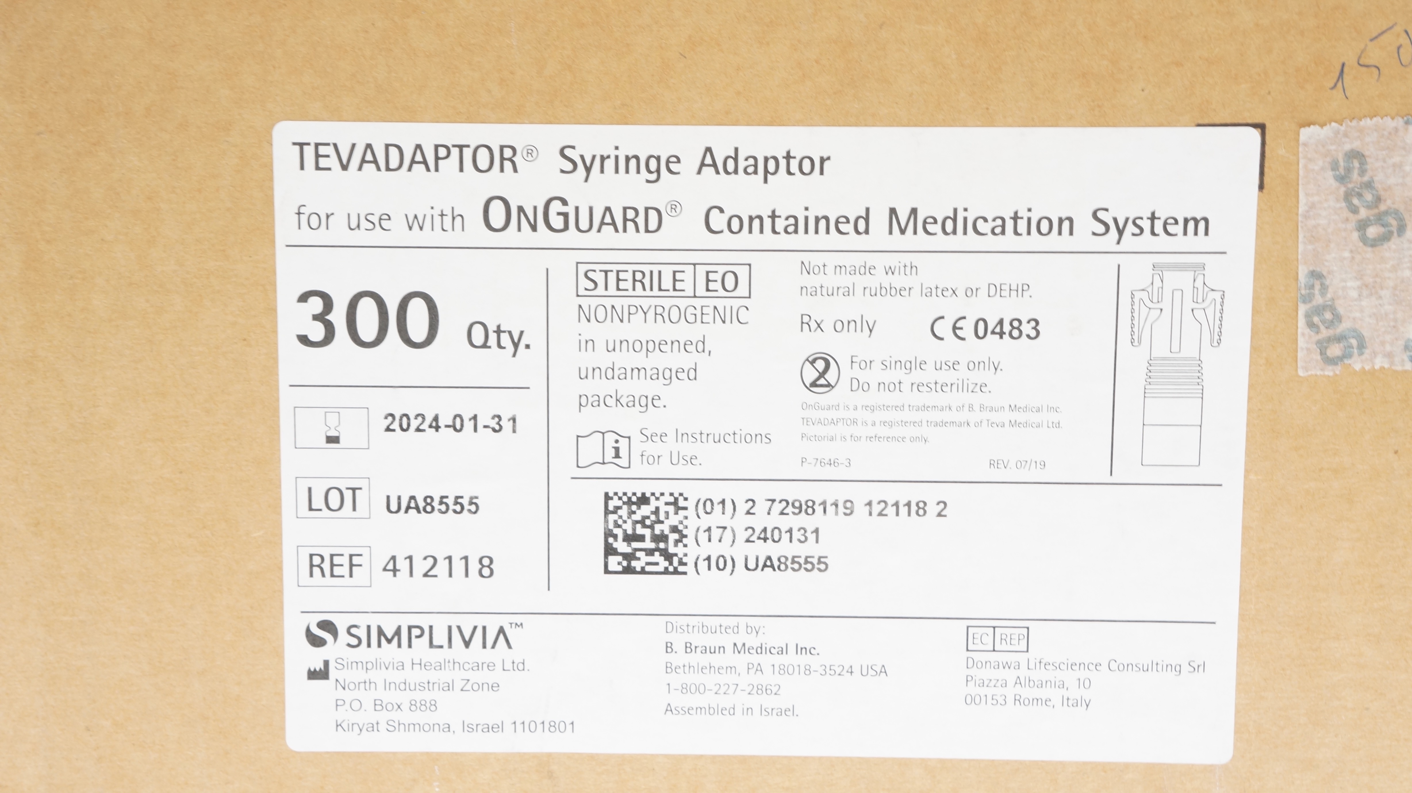 Simplivia 412118 Braun TEVADAPTOR Syringe Adaptor (x) - Case of 300