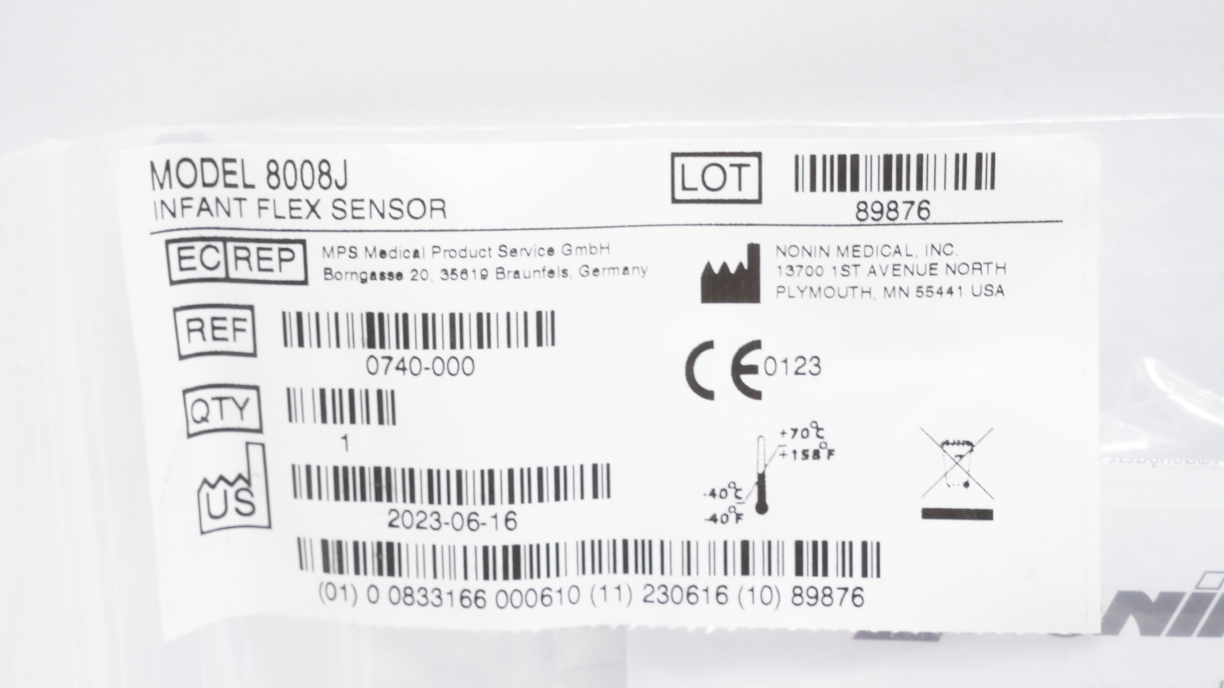 Nonin Medical 0740-000 Model 8008J Infant Flex Sensor