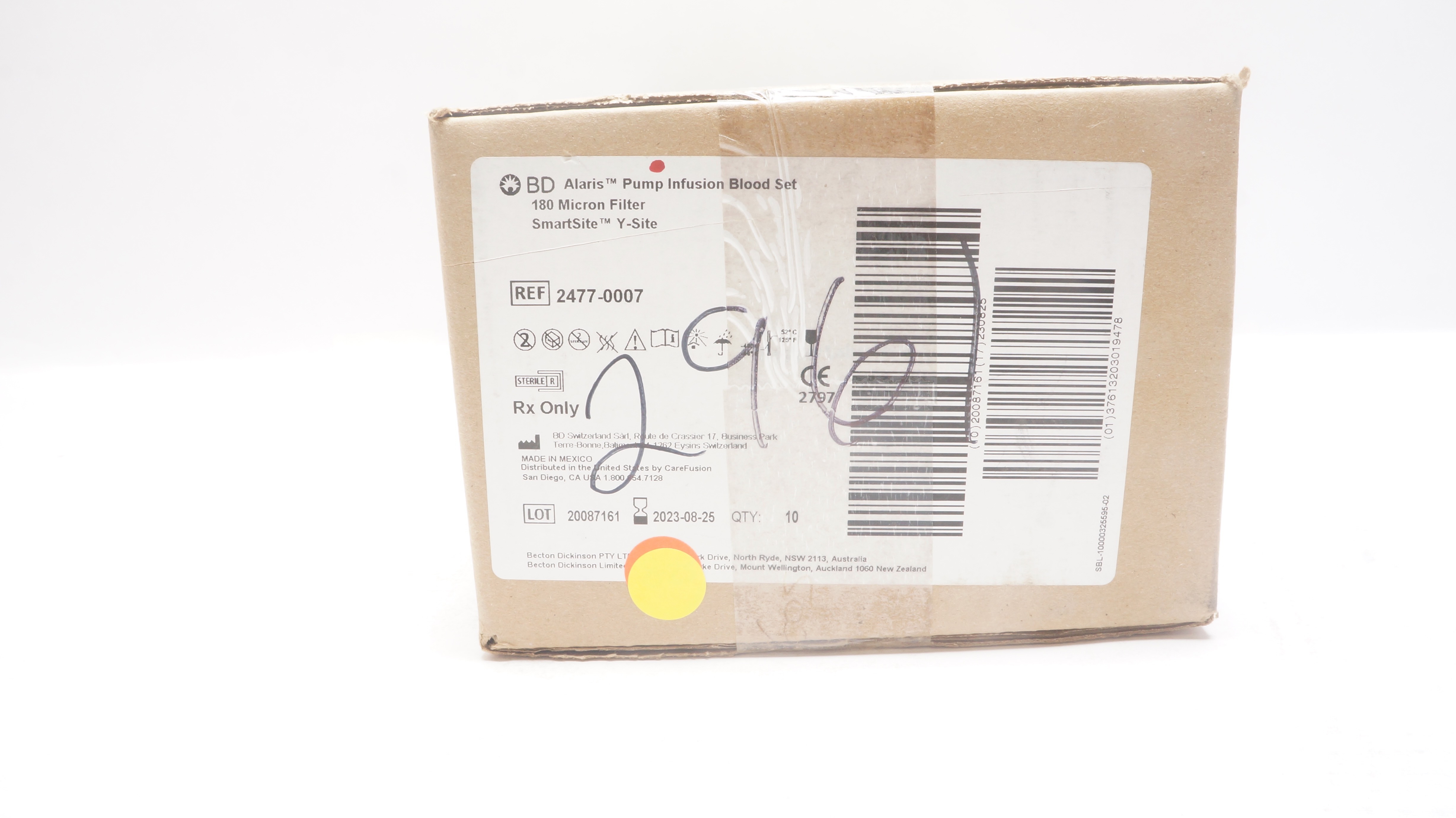 BD 2477-0007 Alaris Pump Infusion Blood Set 180Micron Filter 33mlx121in-Box of10