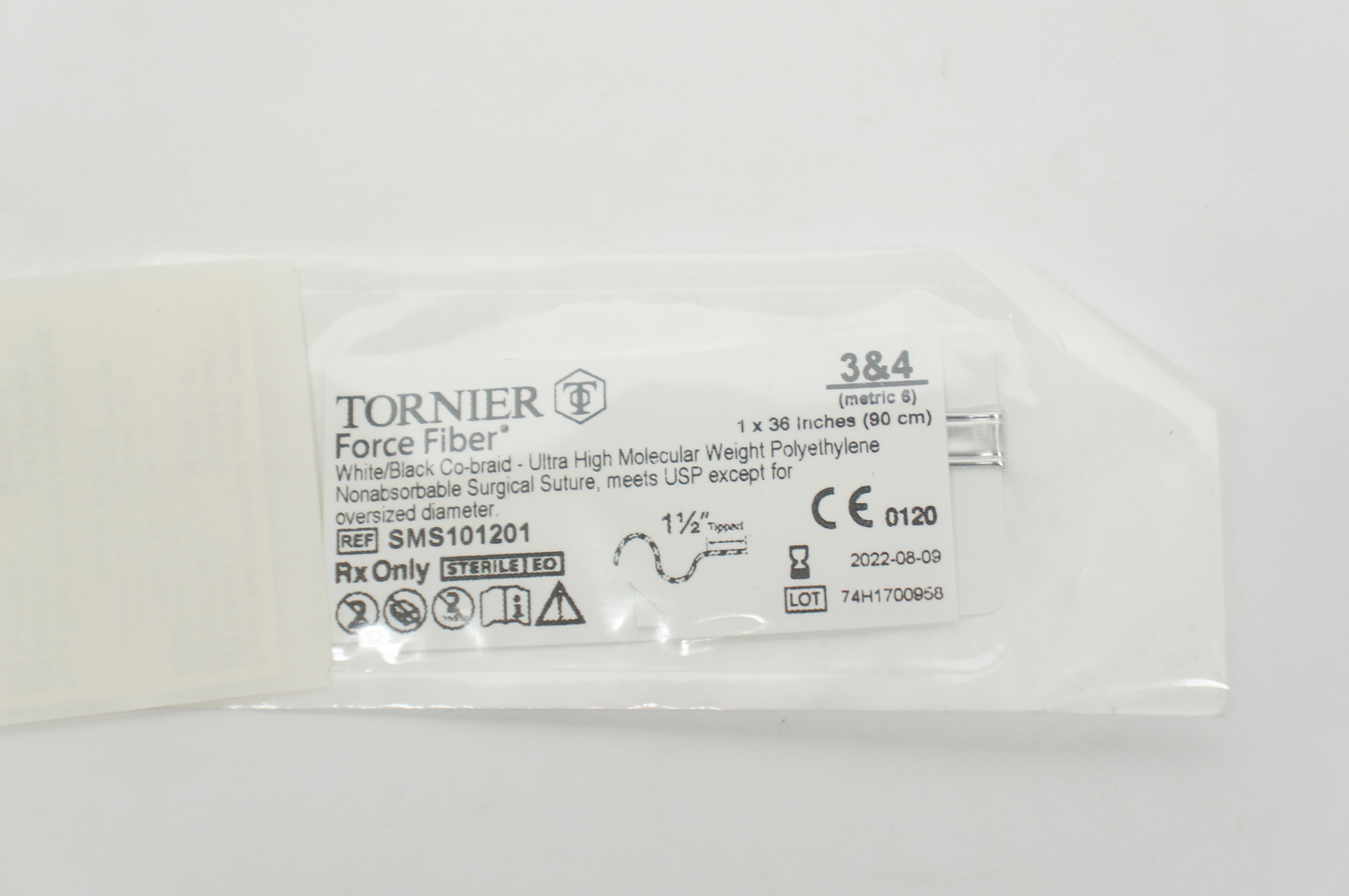 Tornier SMS101201 3&4 Force Fiber White/Black Co-Braid Stre, 1x36inch (x)