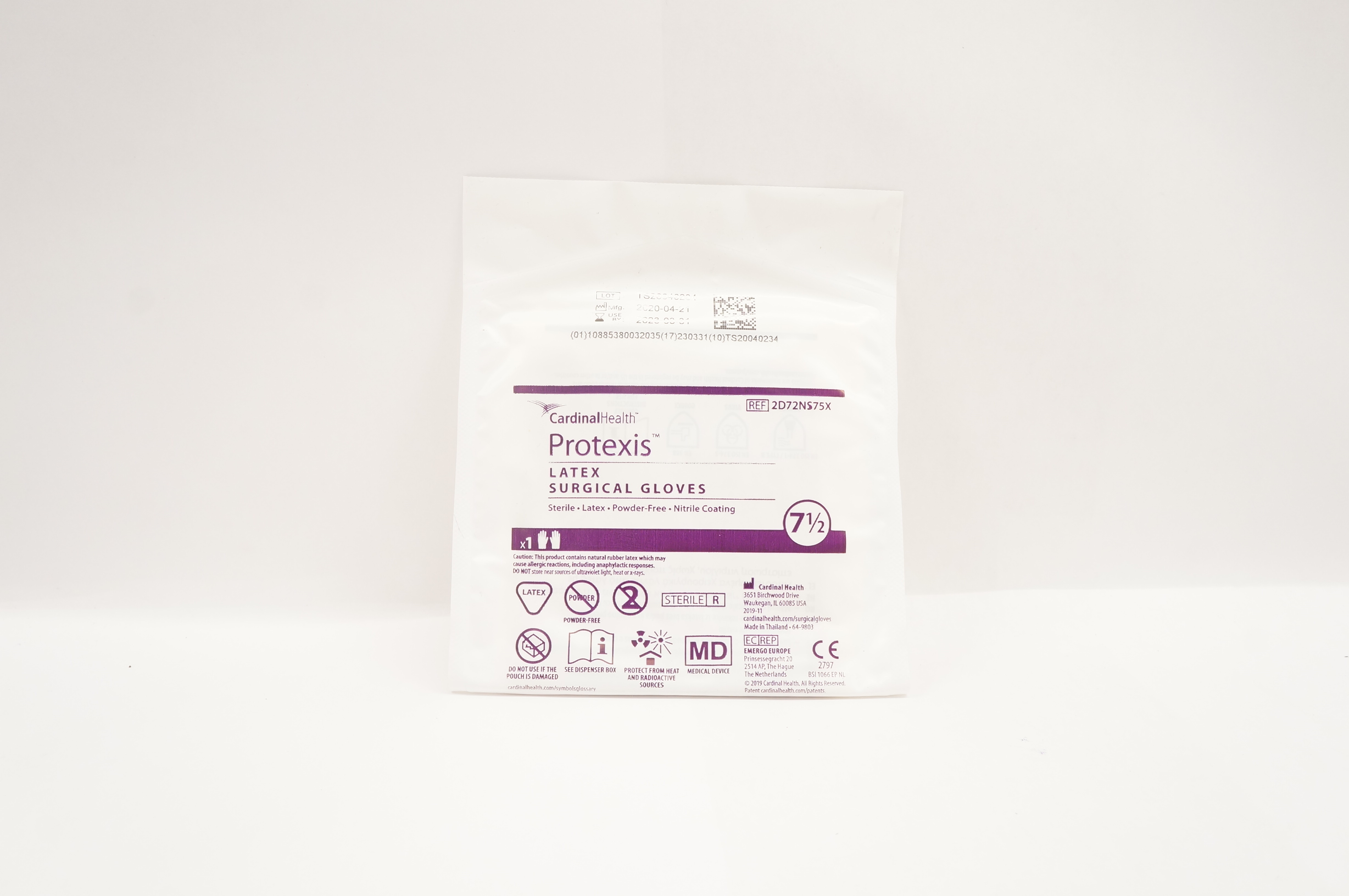 Cardinal Health 2D72NS75X Protexis Latex Powder-Free Surgical Gloves, Size 7-1/2