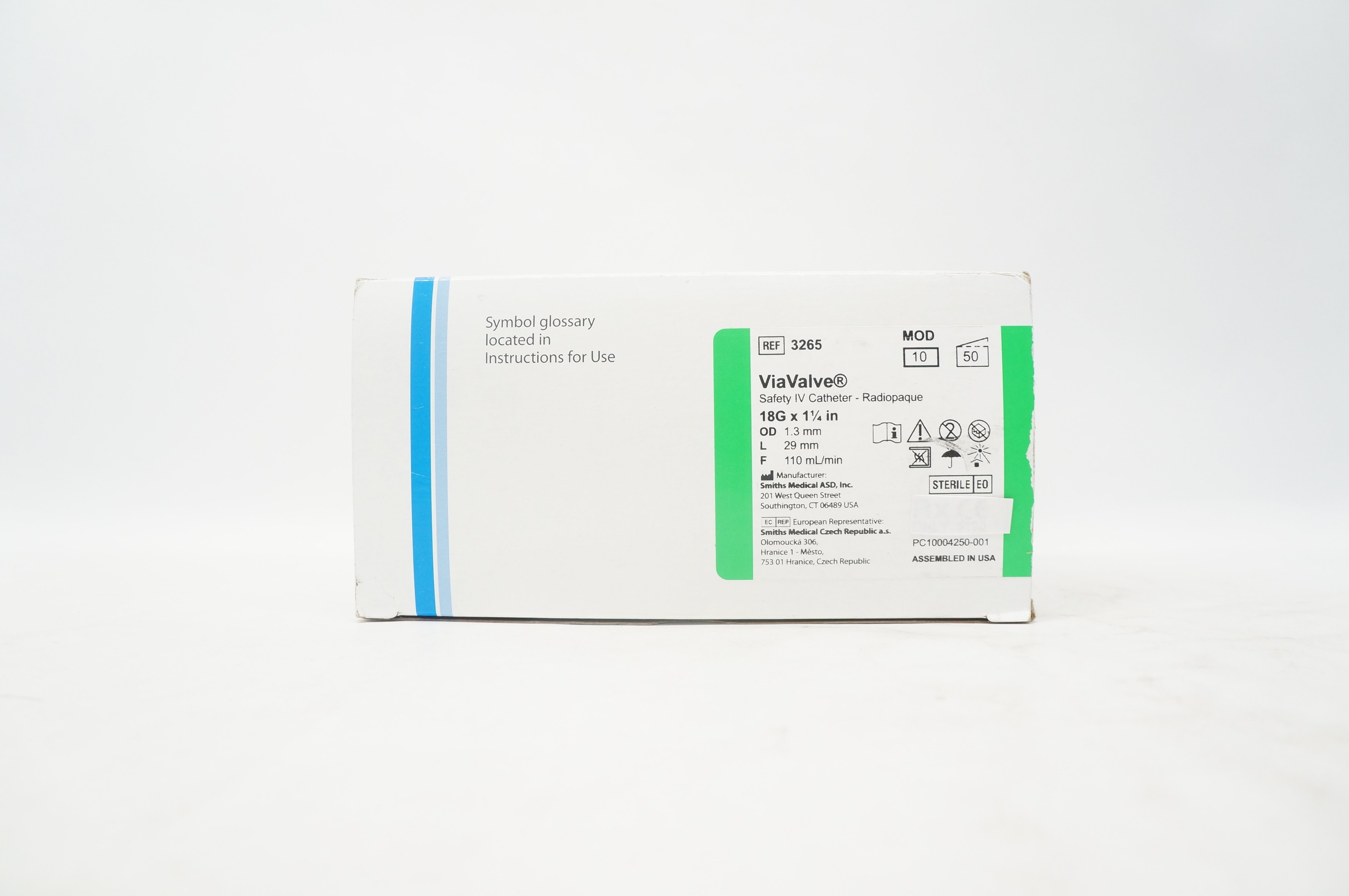 Smiths Medical Jelco 3265 ViaValve Safety IV Cath. 18G x 1 1/4inch - Box of 50