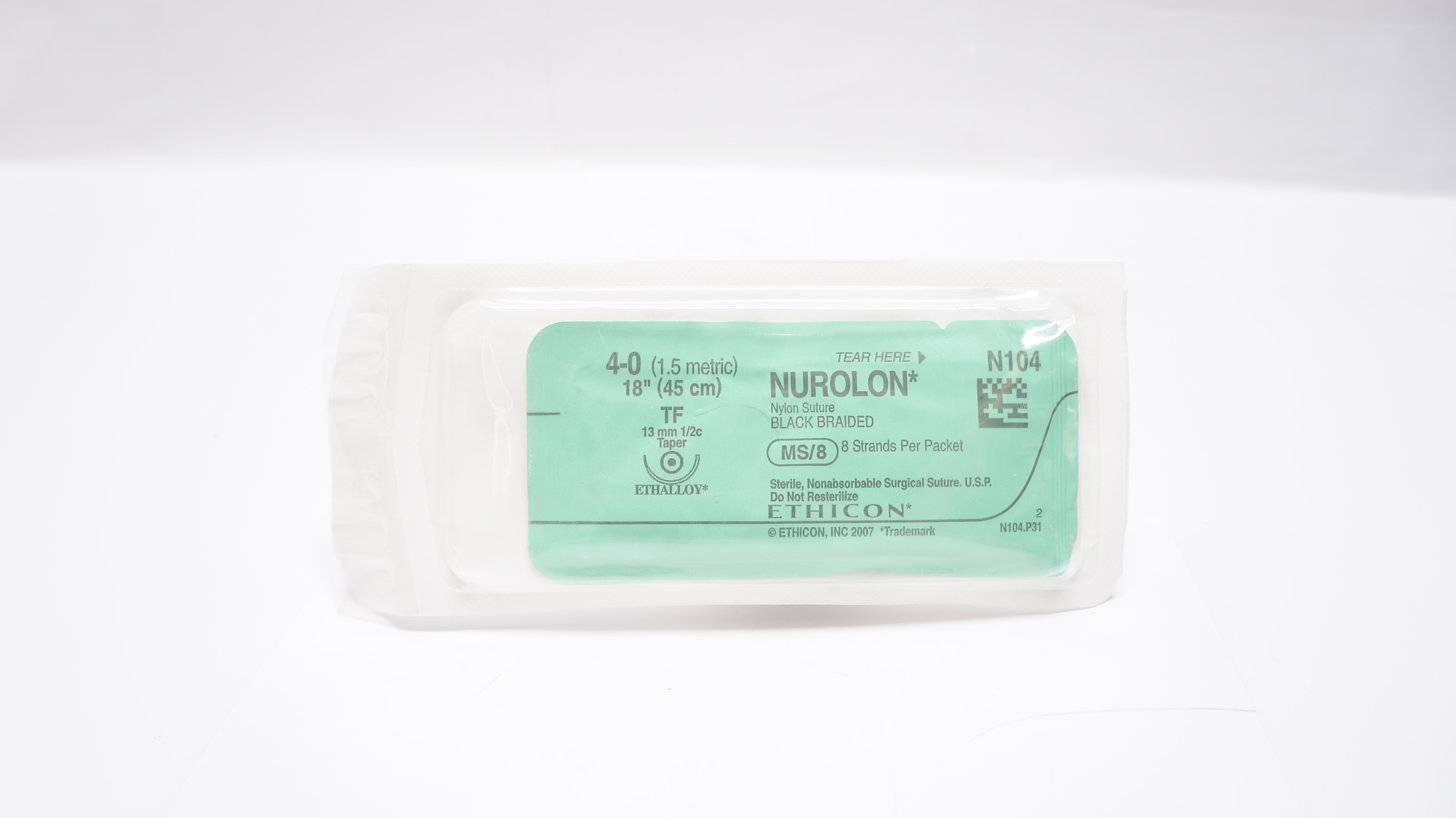 Ethicon N104 4-0 NUROLON Nylon, TF, 13mm 1/2c Taper, 18inch